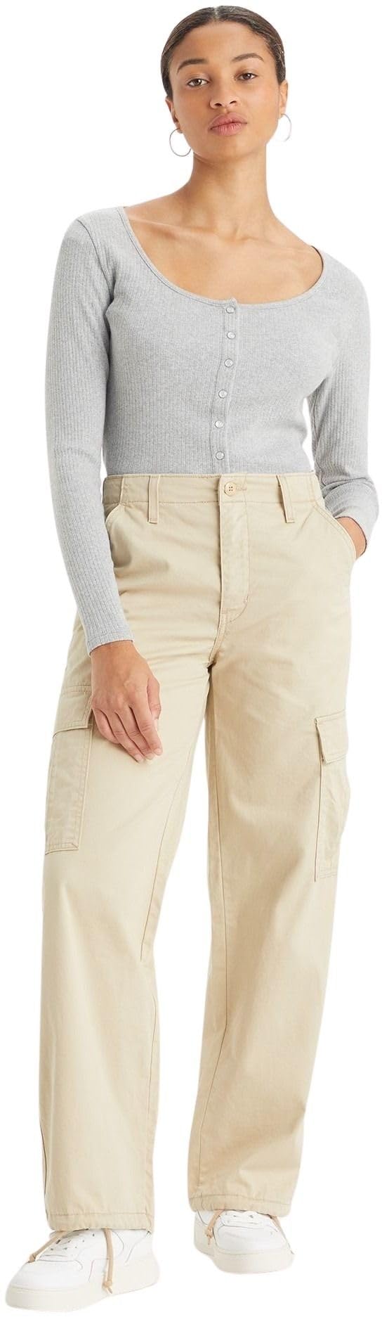 Levis Women's Beige Baggy Cargo Jeans in Size 29 L32, Sports Direct