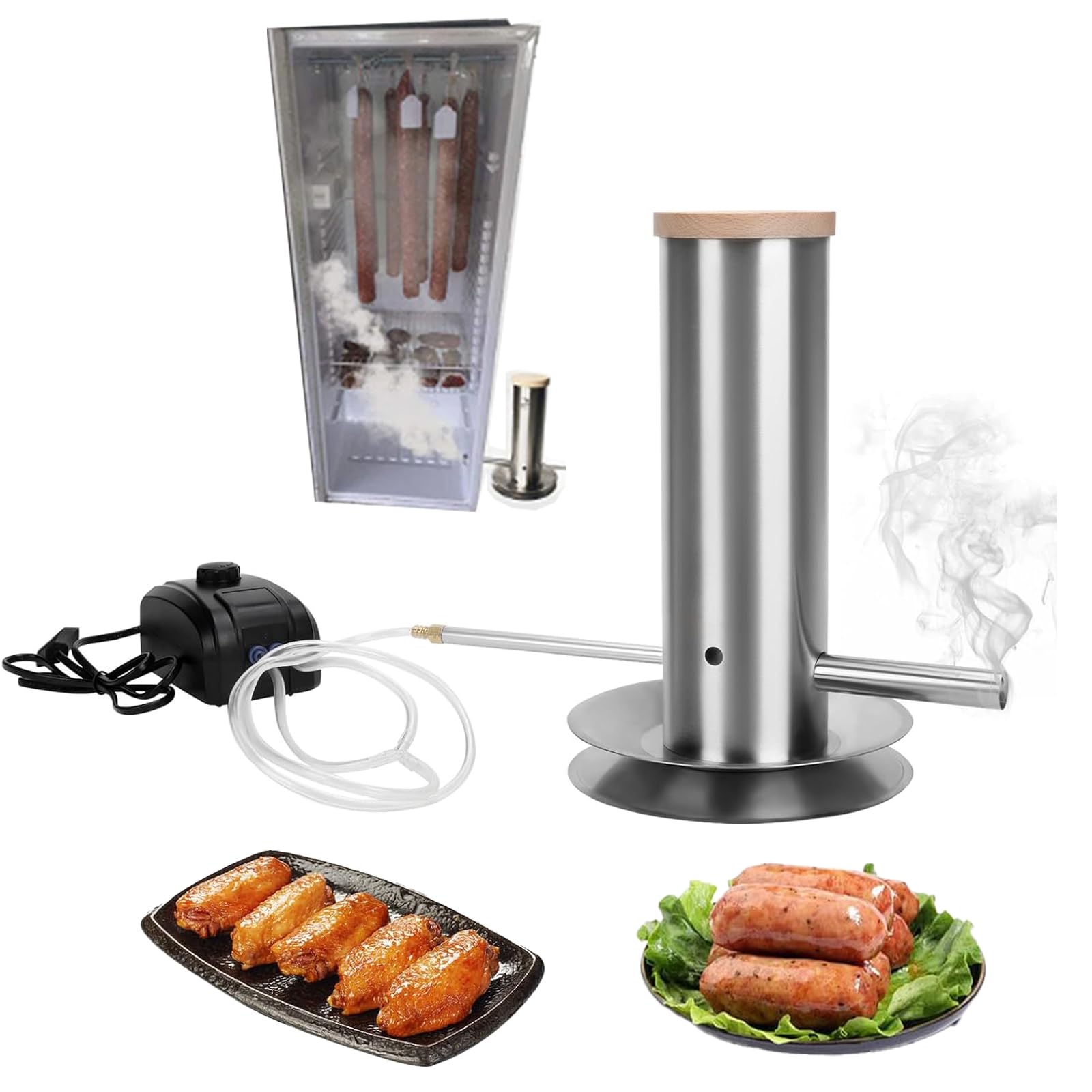 Générateur De Fumée Froide, Acier Inoxydable Générateur De Fumée Serpentin Fumoir A Froid Fumoir A Froid Générateur de fumée avec Pompe Pour BQQ Fumage à Froid Poisson Viande Fromage