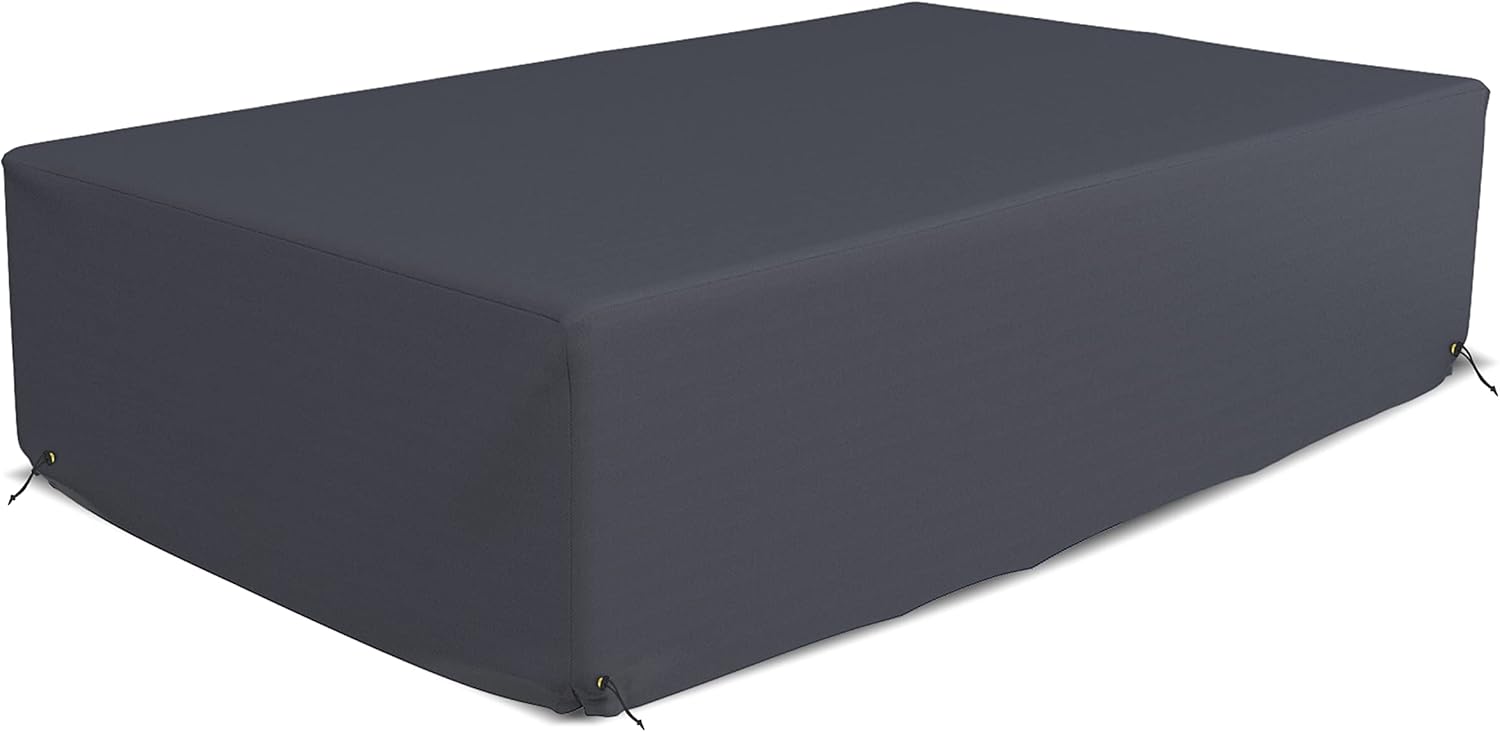 Covers & All Patio Sectional Sofa Set Cover 160 GSM PVC Emboss Fabric Outdoor Furniture Table and Chair Set Cover with Drawstring for Snug Fit (83''W x 52" D x 29''H, Grey)