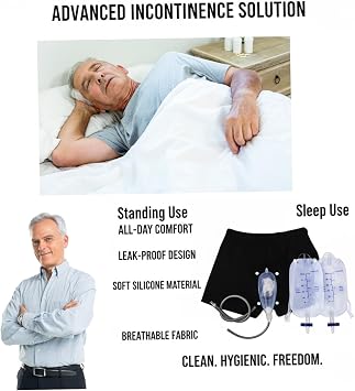 Male Urinal System with Leg Bag, Incontinence Device for Men with Comfortable Silicone External Catheter M.