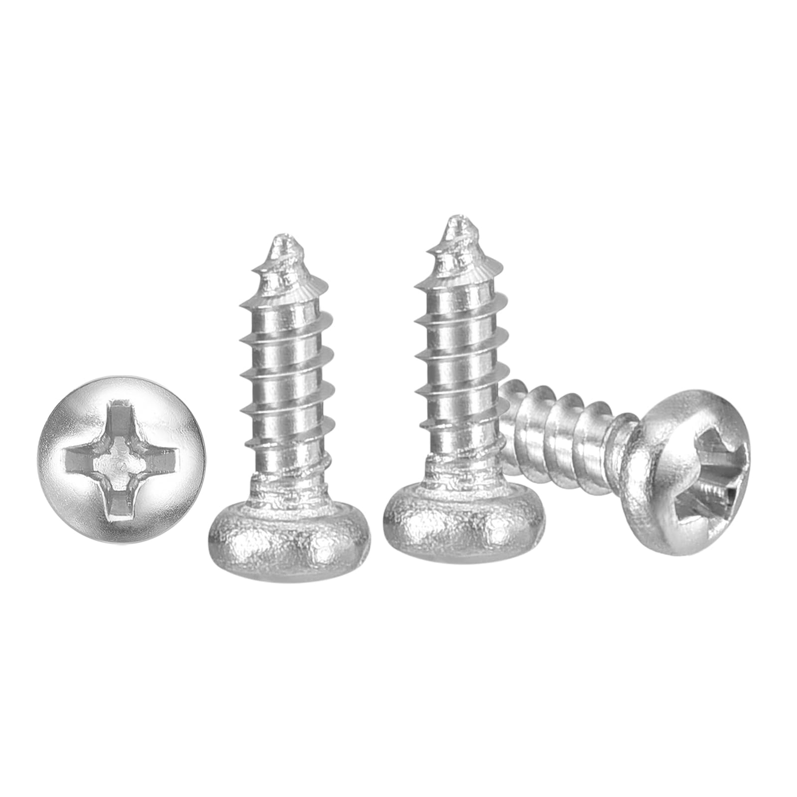 METALLIXITY Phillips Pan Head Self Tapping Screws(M2x4) 100Pcs, 304 Stainless Steel Self Drilling Screw for Metal Wood Plastic, for Cabinet Wall Shutter Plate Rock Furniture, Silver Tone — image 1