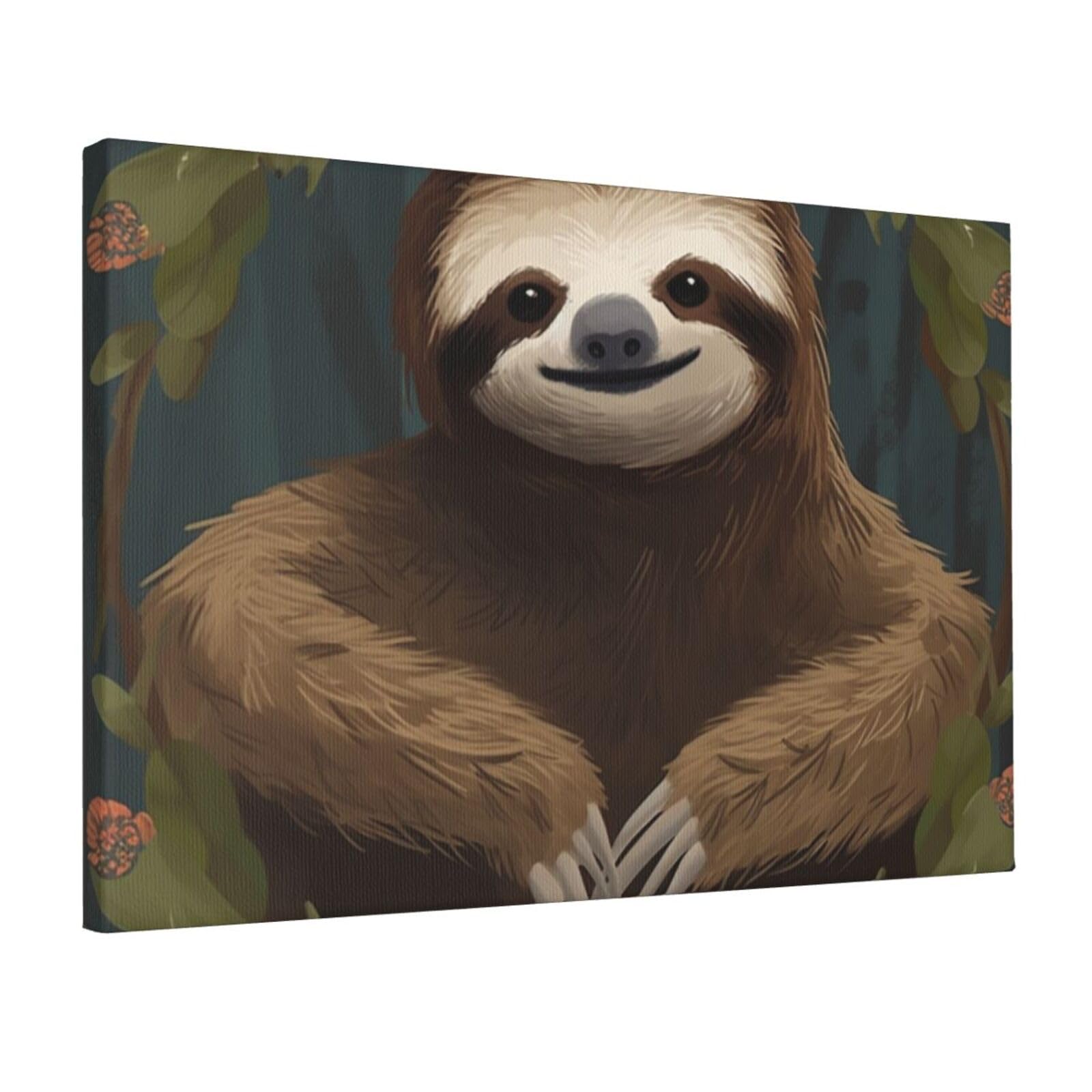 KLOPH Sloth Canvas Wall Art for Living Room 12"x18" Modern Artwork Painting for Bathroom Hanging Canvas Prints Aesthetic Wallart for Bedroom Kitchen Office Wall Decor