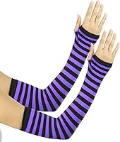 Vista 4 de ToBeInStyle Calentadores de longitud de brazo 100% nailon a rayas para mujer