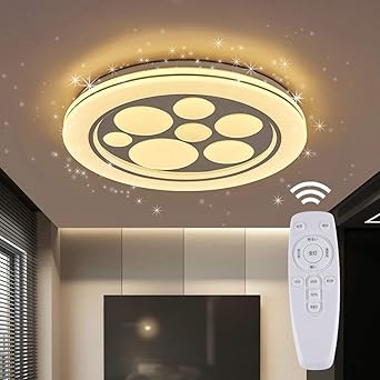 Amazon Co Jp Led シーリングライト 星空効果 Ledライト35w 8 10畳 無段階調光調色 電球色 昼光色 昼白色 天井ライト 照明器具 玄関 門灯 廊下 和室 照明 おしゃれ 台所 洗面所 トイレ 天井照明 引掛式シーリングライト 直径40cm 35w リモコン付き ホーム キッチン