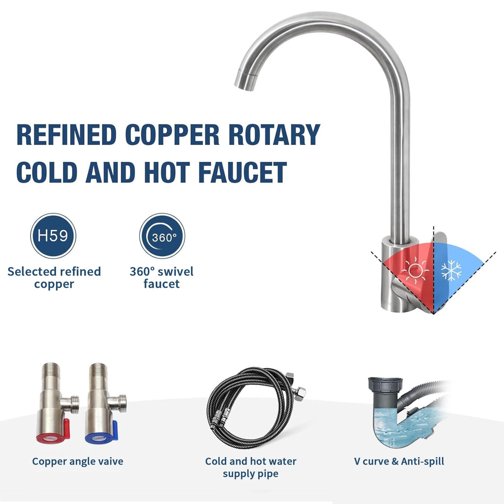 Fregadero de Cocina Comercial, Fregadero Doble Independiente de Acero Inoxidable con Grifo de Agua fría y Caliente, Estante de Almacenamiento, Placa deflectora para lavamanos, adec