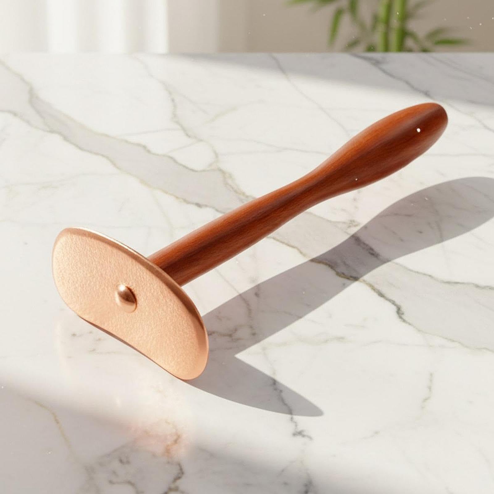 Gua Sha Board für Rücken Und Schultern Multifunktionale Massagescheibe mit Kupfereinsatz Und Holzgriff Komfortables Handwerkzeug für Körperpflege Tägl, S