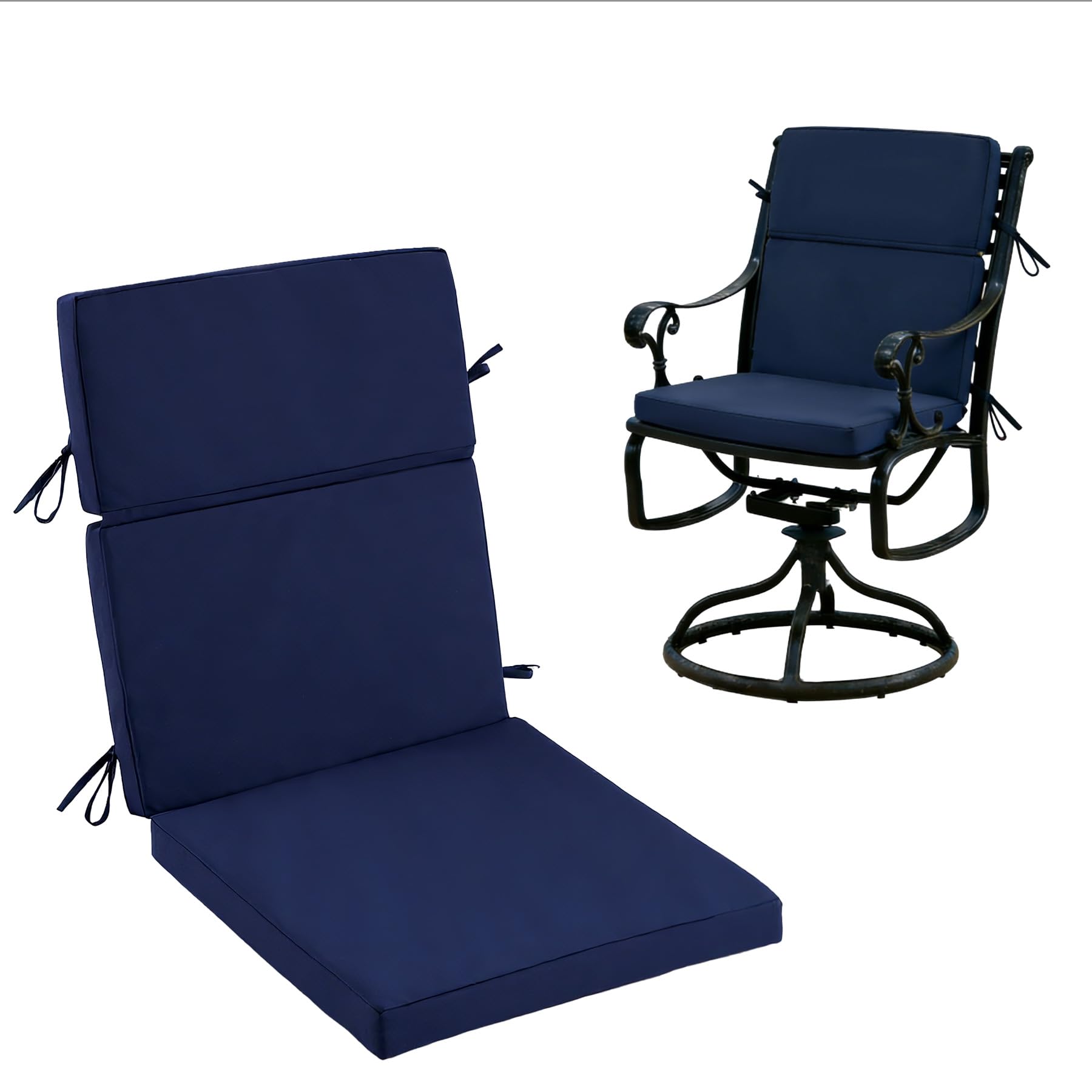 Photo 1 of Zonamat High Back Patio Chair Cushions, 21x20 Waterproof & Fade-Resistant Outdoor Dining Chair Cushions, Indoor/Outdoor High Back Cushion, Seat Pad for Glider and Lawn Chair, Navy Blue