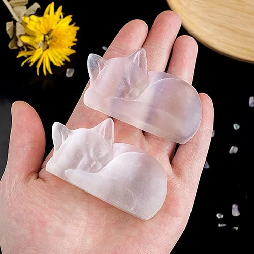 Miniatura 5 de Runyangshi Piedra curativa de cristal de selenita natural, selenita energética para dormir, exquisitos adornos tallados, masaje curativo espiritual,