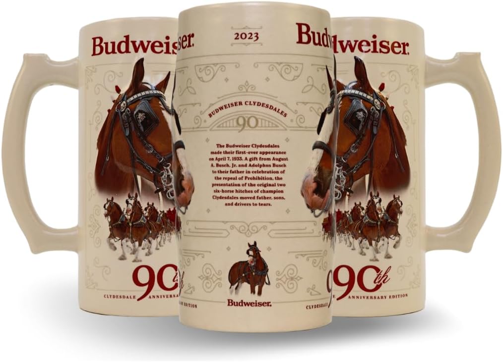 2023 90th Anniversary Limited Edition Clydesdale Holiday Collectors Stein #44 - Ceramic Beer Mug Christmas Gift