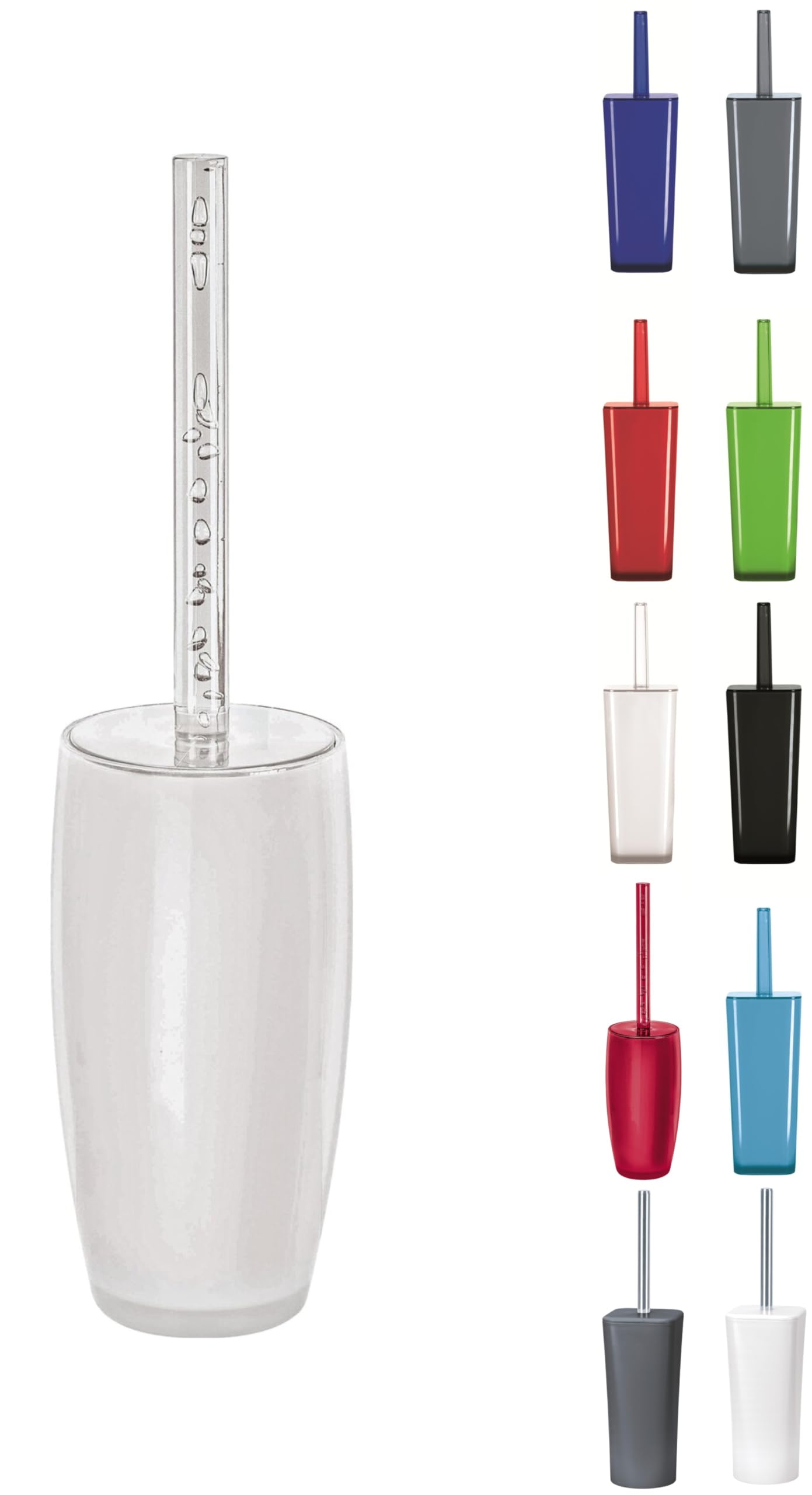 Kw Round Clear/White "Easy" Enlcosed Plastic Toilet Brush And Holder ()