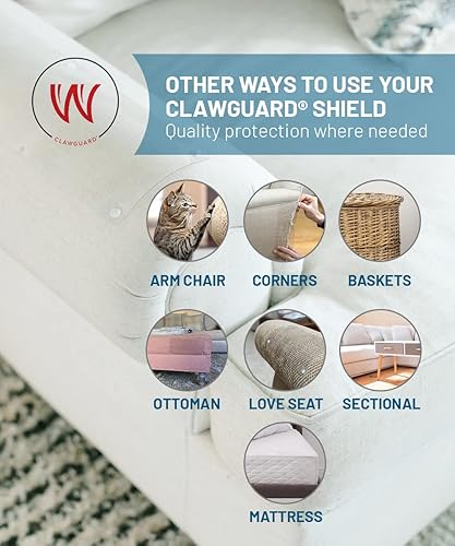 Miniatura 6 de CLAWGUARD Protectores de muebles de grado marino las mejores almohadillas transparentes para proteger y cubrir sofásillastapicería, transparente de