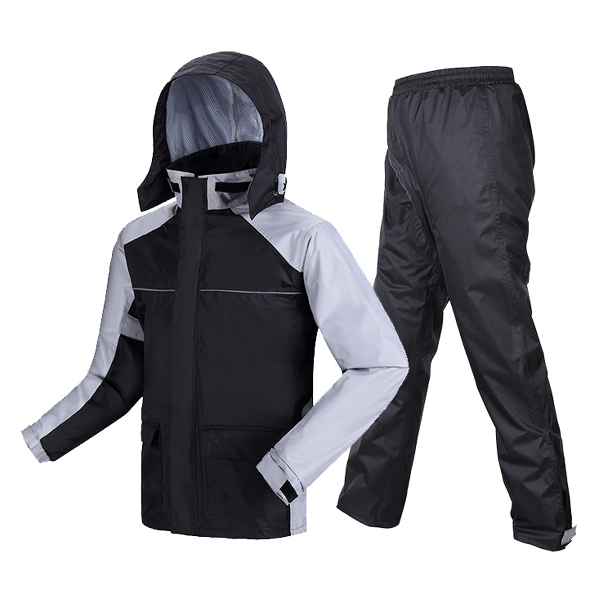 Herren Motorrad-Regenanzug, Wasserdichtes Regenbekleidungs-Set (Jacke und Hose) mit Warnreflektor für Motorrad-Radfahren Angeln