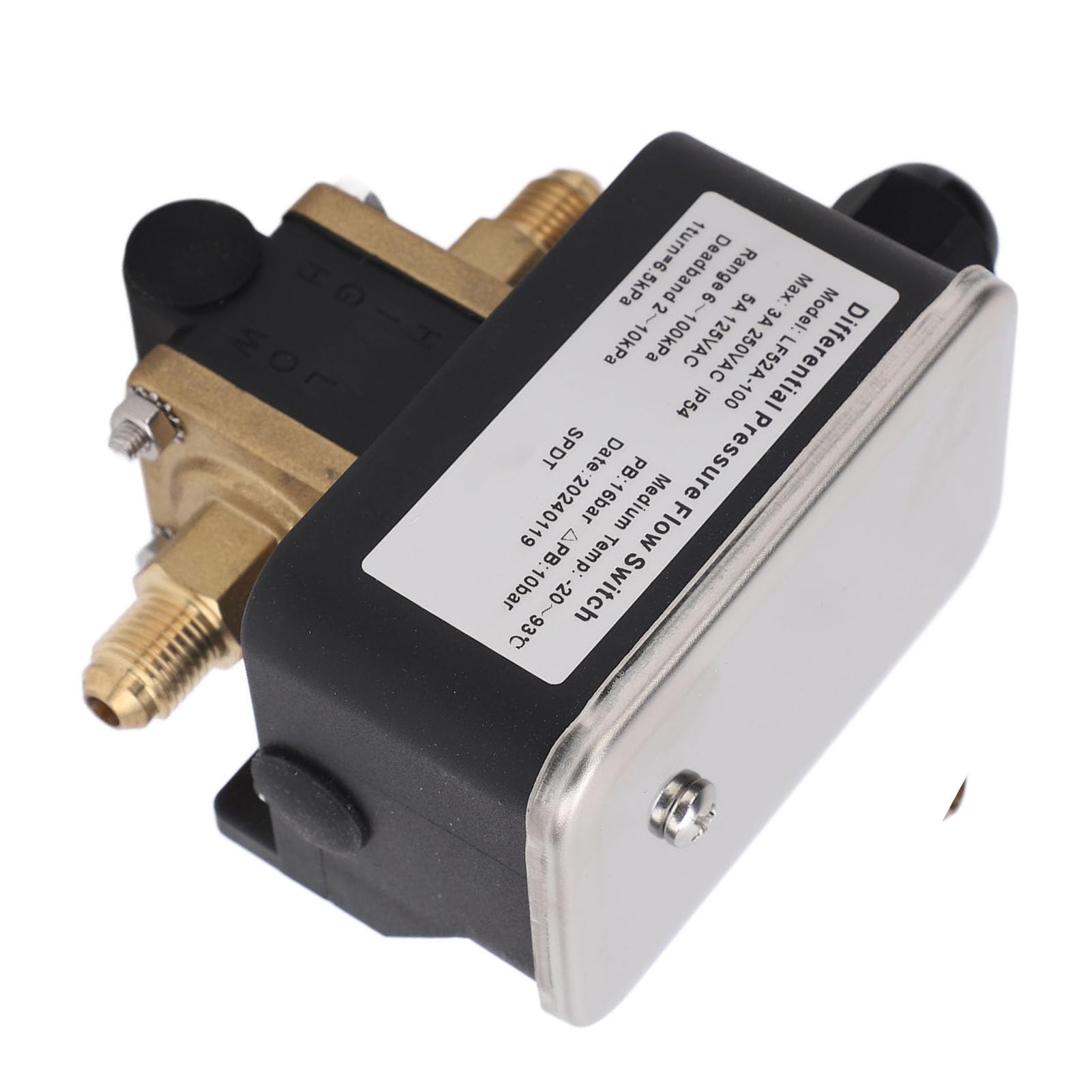 Jeanoko Commutateur de Débit à Pression Différentielle, Réglable 2 Fils 6-100kPa 125VAC 250VAC IP54, Pressostat Différentiel, pour Filtres à Eau Pompes échangeurs de Chaleur