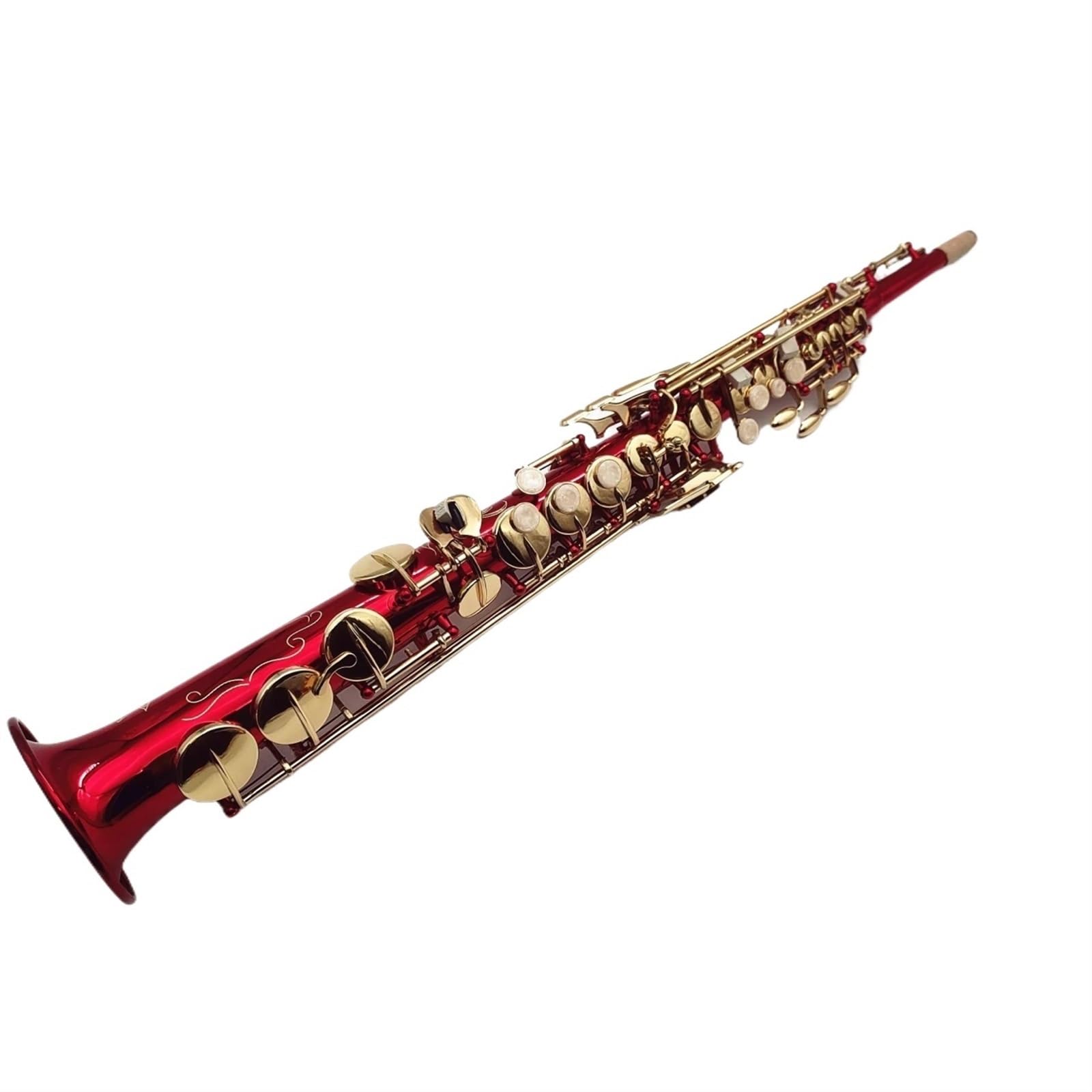 Saksofon Saksofon Sopranowy B Płaski Lakierowany Złoty Saksofon Mosiężne Klawisze Instrument Dęty Drewniany Z Ustnikiem W Obudowie (Color : High-end bag)