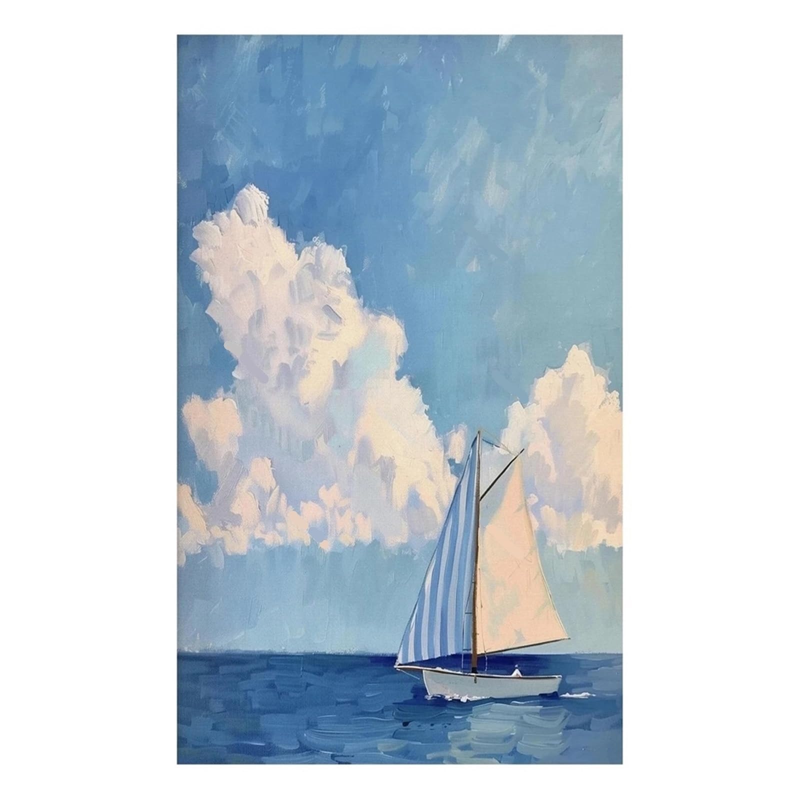 Graiting 1pc Blue Coastal Beach Seashell Sailboat Hydrangea Posters Prints Canvas Painting Wall Art Pictures Living