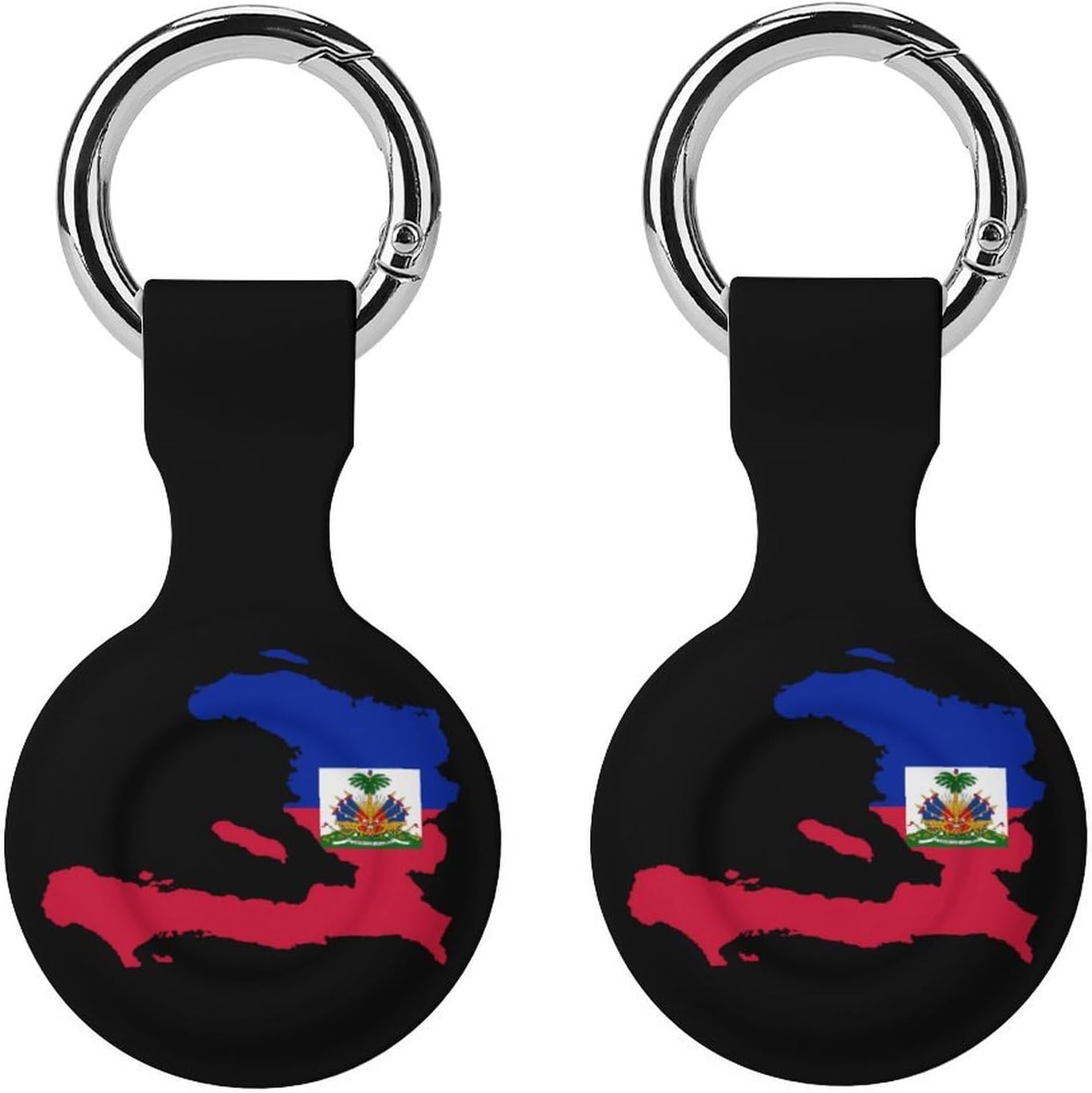 Flag Map of Haitians Funny Cover Compatible with AirTag Case Protector GPS Tracker Holder with Keychain