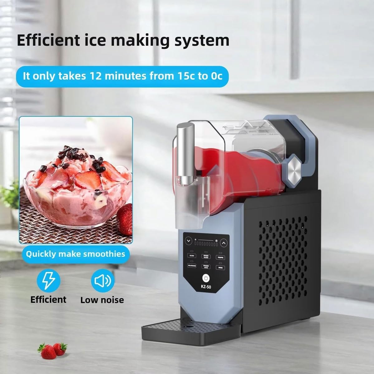Máquina profesional de granizado con 5 programas preestablecidos, pantalla LED, función de autolimpieza, ideal para hacer bebidas congeladas y helados suaves en restaurantes, hogares, cafeterías y