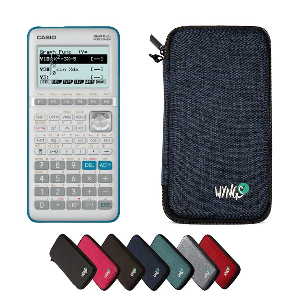 Casio Graph 35+E II including a WYNGS protective case in Blue - Basic Set (French)