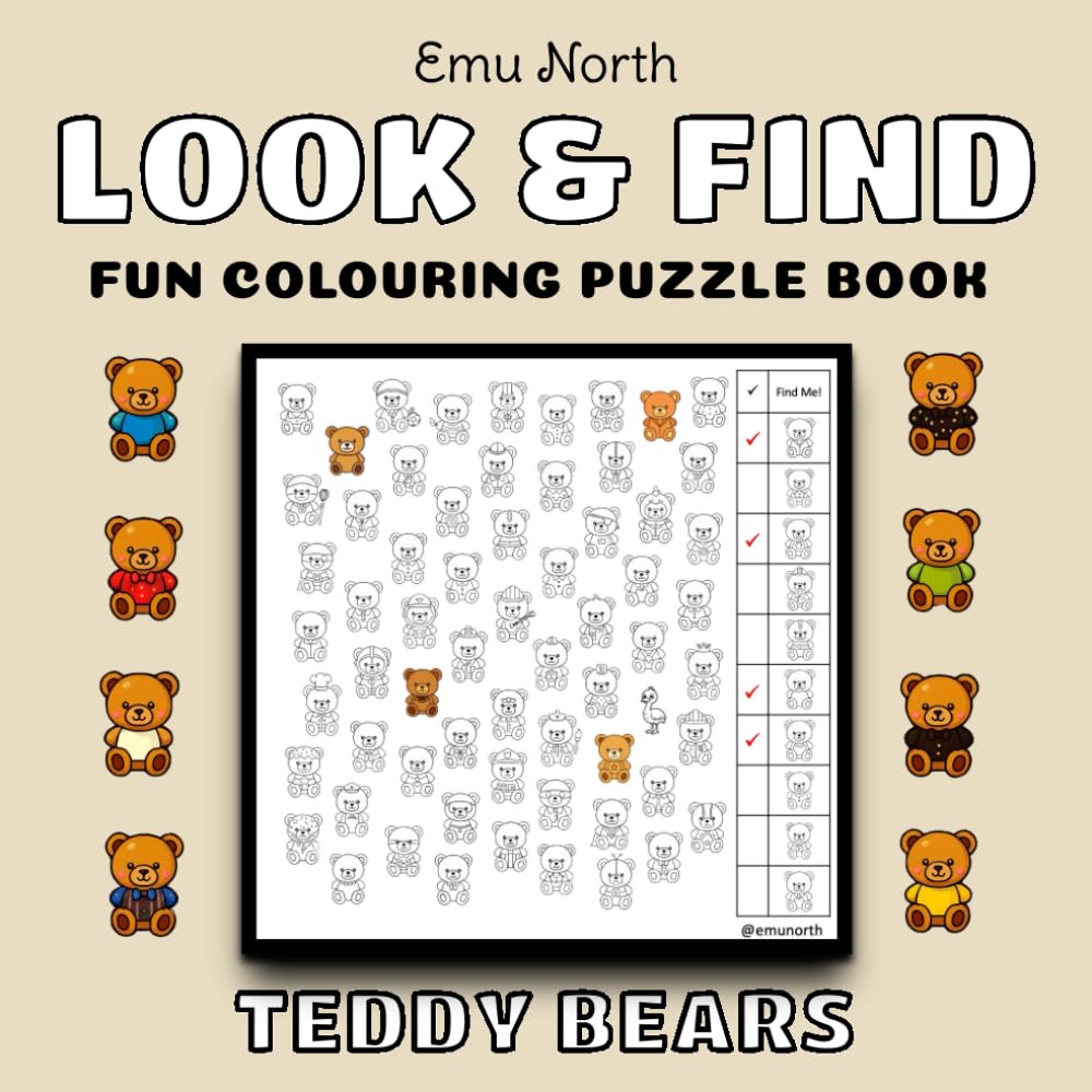Look and Find: Teddy Bears - Fun Coloring Puzzle Book [UK}