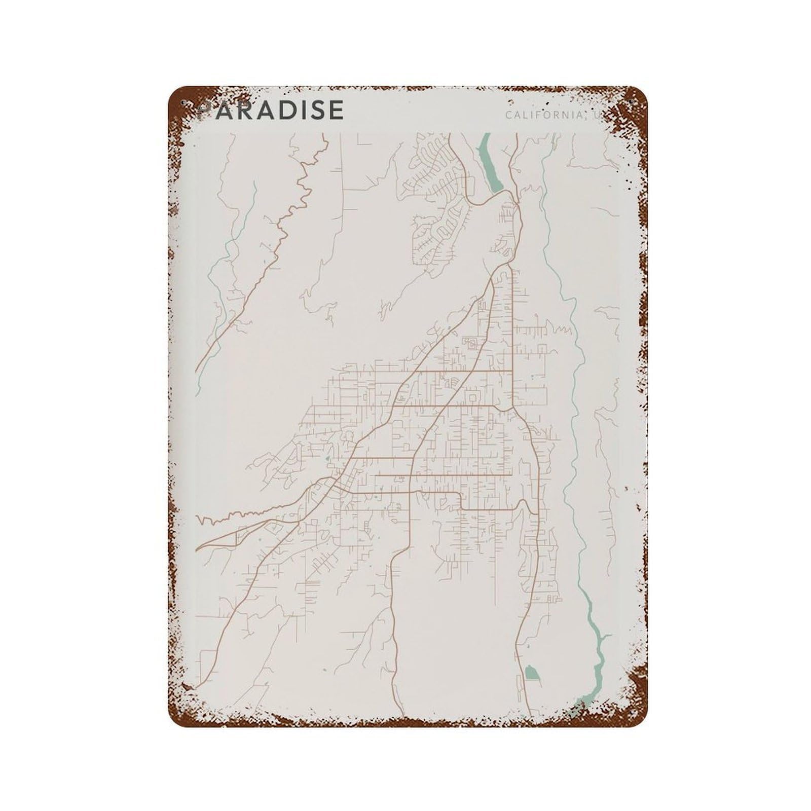 xiaoxiaoshen Paradise Map California Travel Gift Farmhouse Decor for Professor Wall Decor Art Metal Tin Poster Modern Home Decor Art Home Bar Shop Decorations Vintage Sign 40x30cm