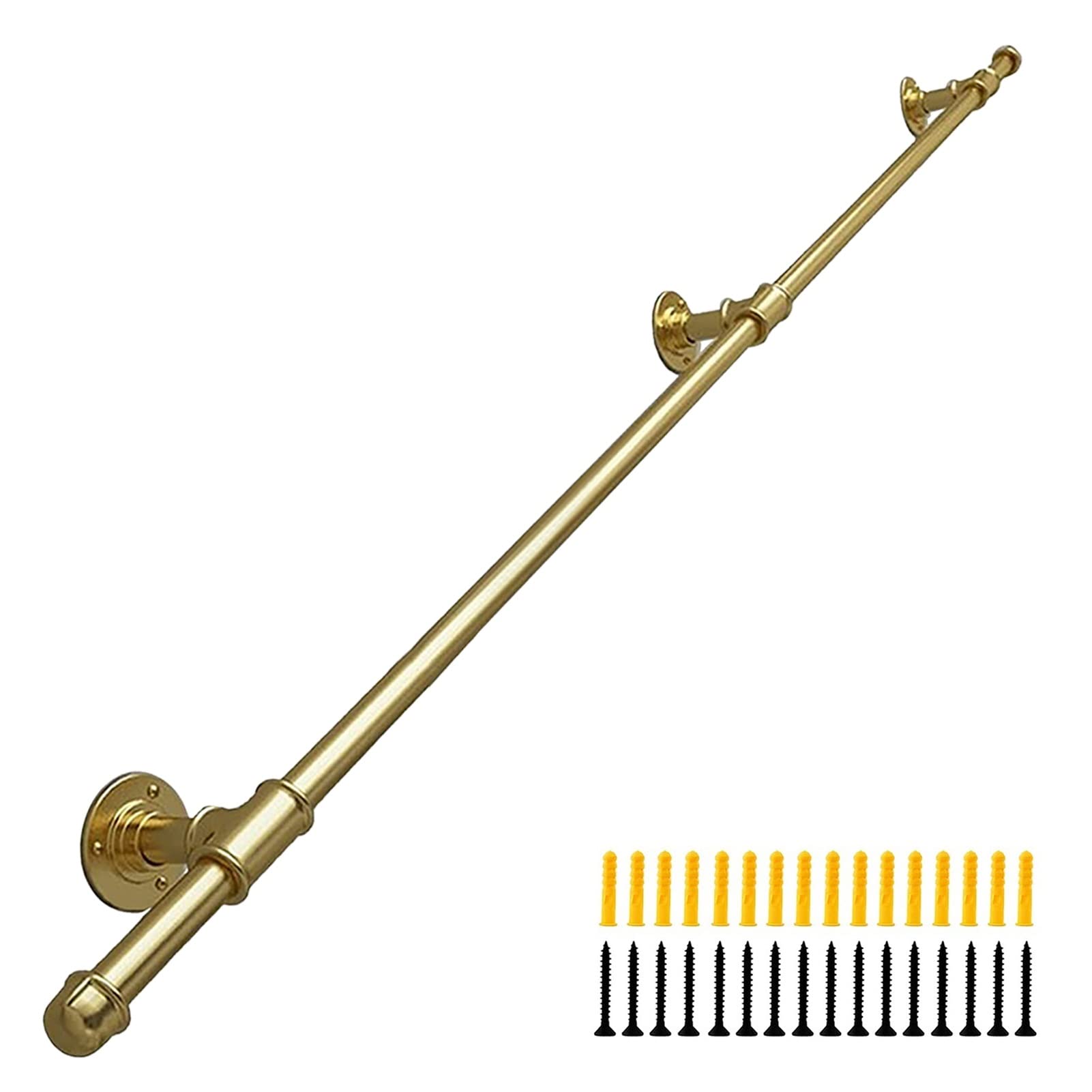 Rampe d'escalier en métal doré pour sécuriser les marches intérieures glissantes