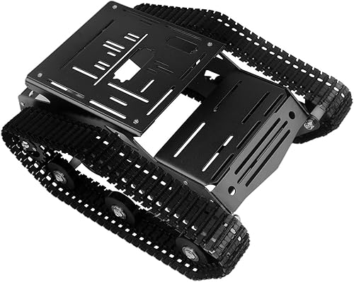 Miniatura 2 de Kit de chasis de coche robot inteligente, chasis de tanque grande de aleación de aluminio, con motores de 2WD para Arduino/Raspberry Pi DIY RC Negro