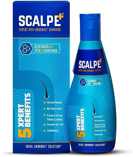 Scalpe+ Expert - Bottle of 150ml Anti Dandruff Shampoo for Men and Women with Ketoconazole and ZPTO