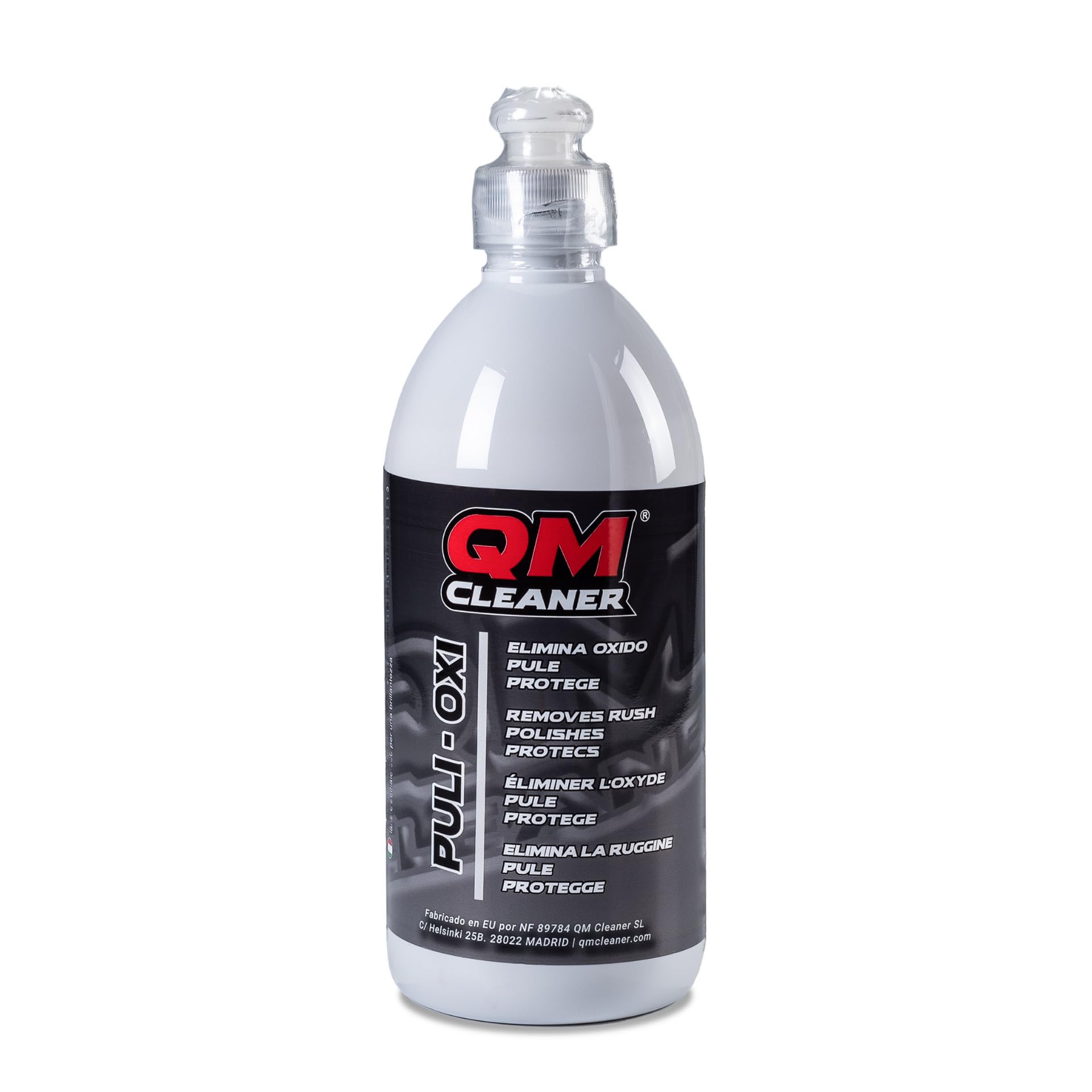 PULI-OXI Detergente Antiruggine Rapido ed Efficace. Protettore per Metalli. Rimuove la Ruggine da Cerchioni, Freni, Radiatori, Cromo, Catene, Contatti Elettronici.