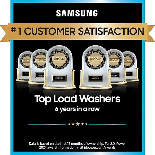 Miniatura 2 de Samsung Smart 4.7 Cu Ft Top Load Washer & 7.4 Cu Ft Electric Dryer, Sensor Stops Overdrying, Low Vibration Quiet Wash, WaterJet w/Power Cords