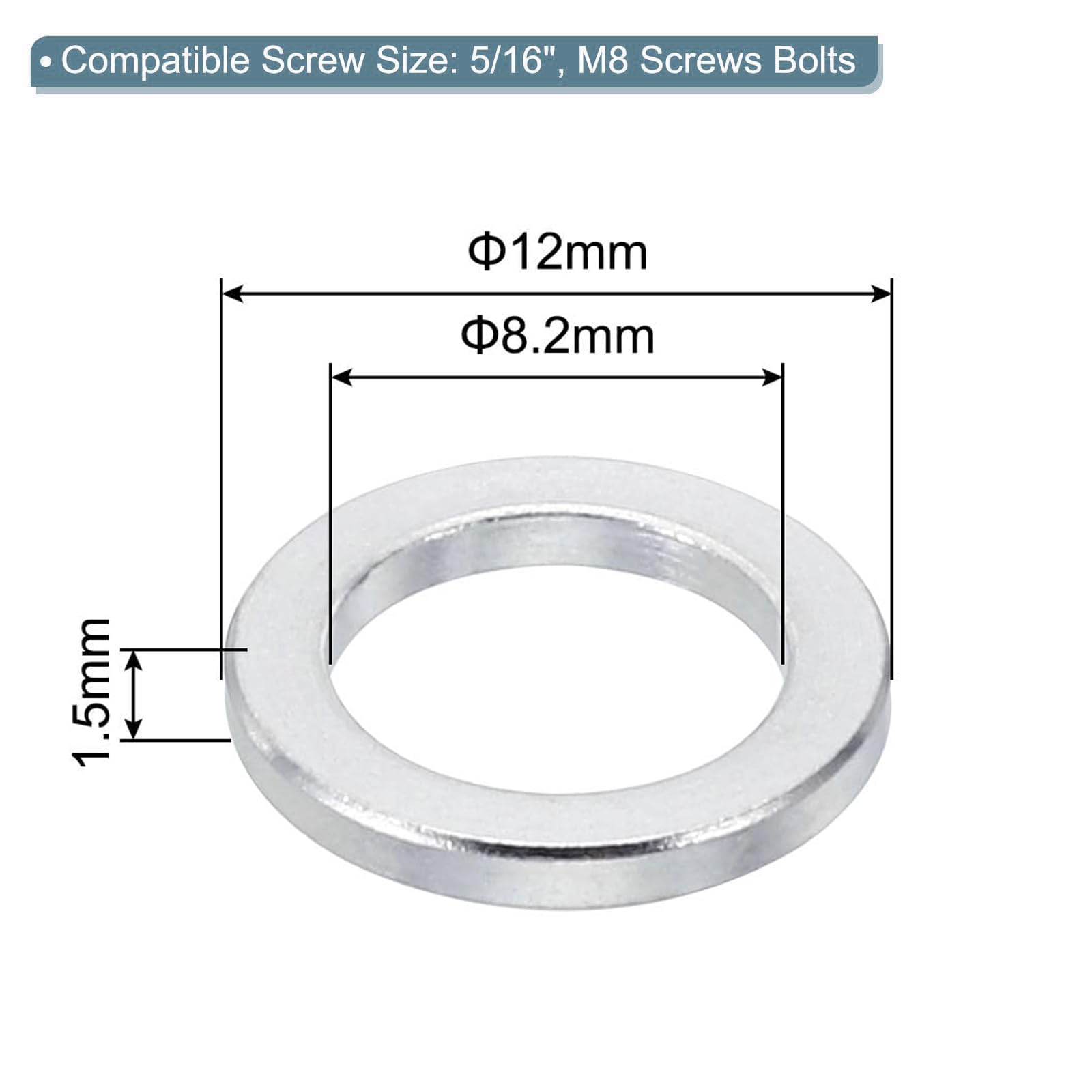 TOP-VIGOR 10Pcs M8 Aluminum Spacer, 8.2mm ID x 12mm OD x 1.5mm Length Metal Spacer - Image 2