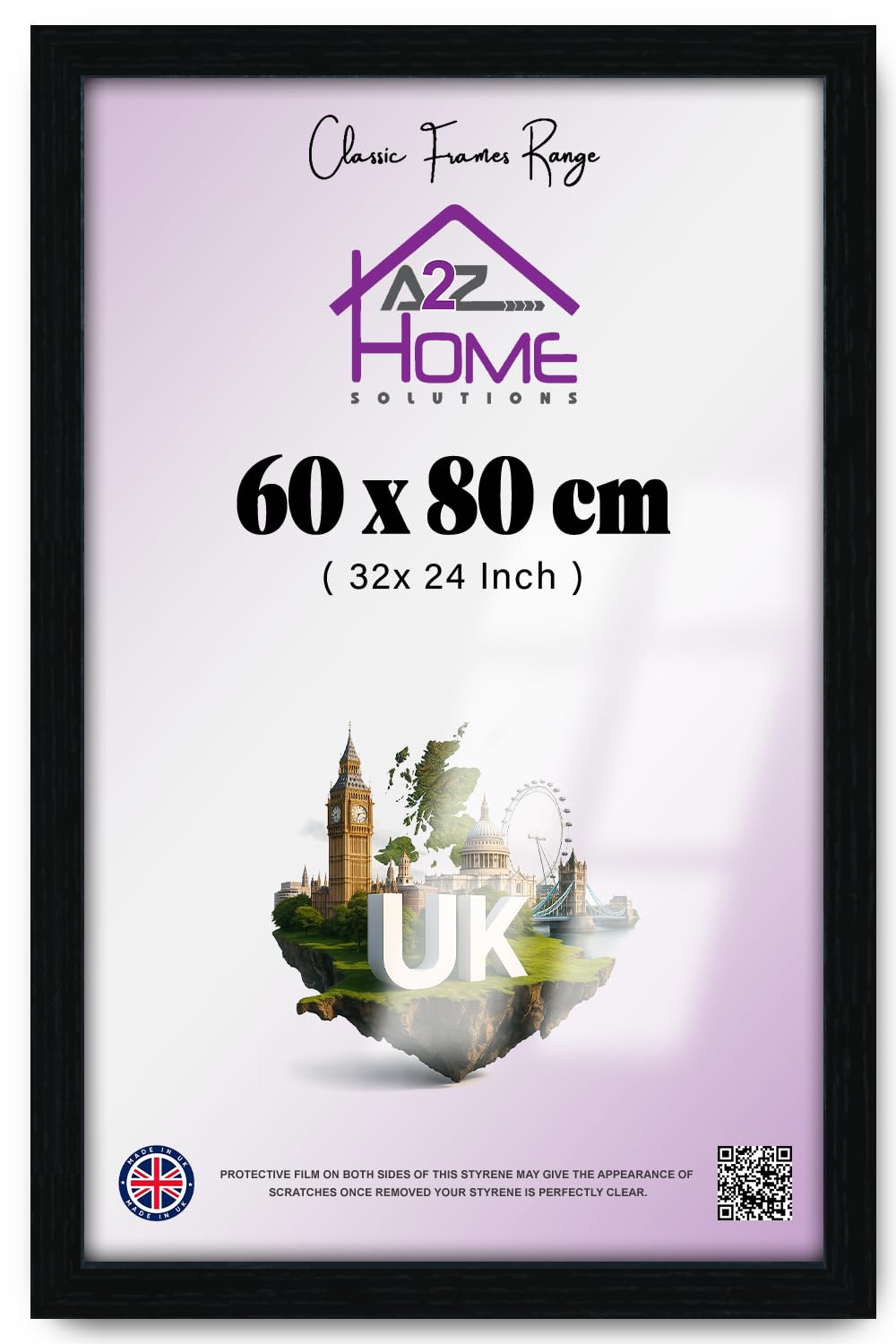 A2Z Home Solutions — Photo Picture Frame (60 X 80 Cm | 32 X 24 Inch) Black Rectangle Certificate Display With Acrylic Front For Living Room Studio Gallery Wall Hanging Portrait And Landscape