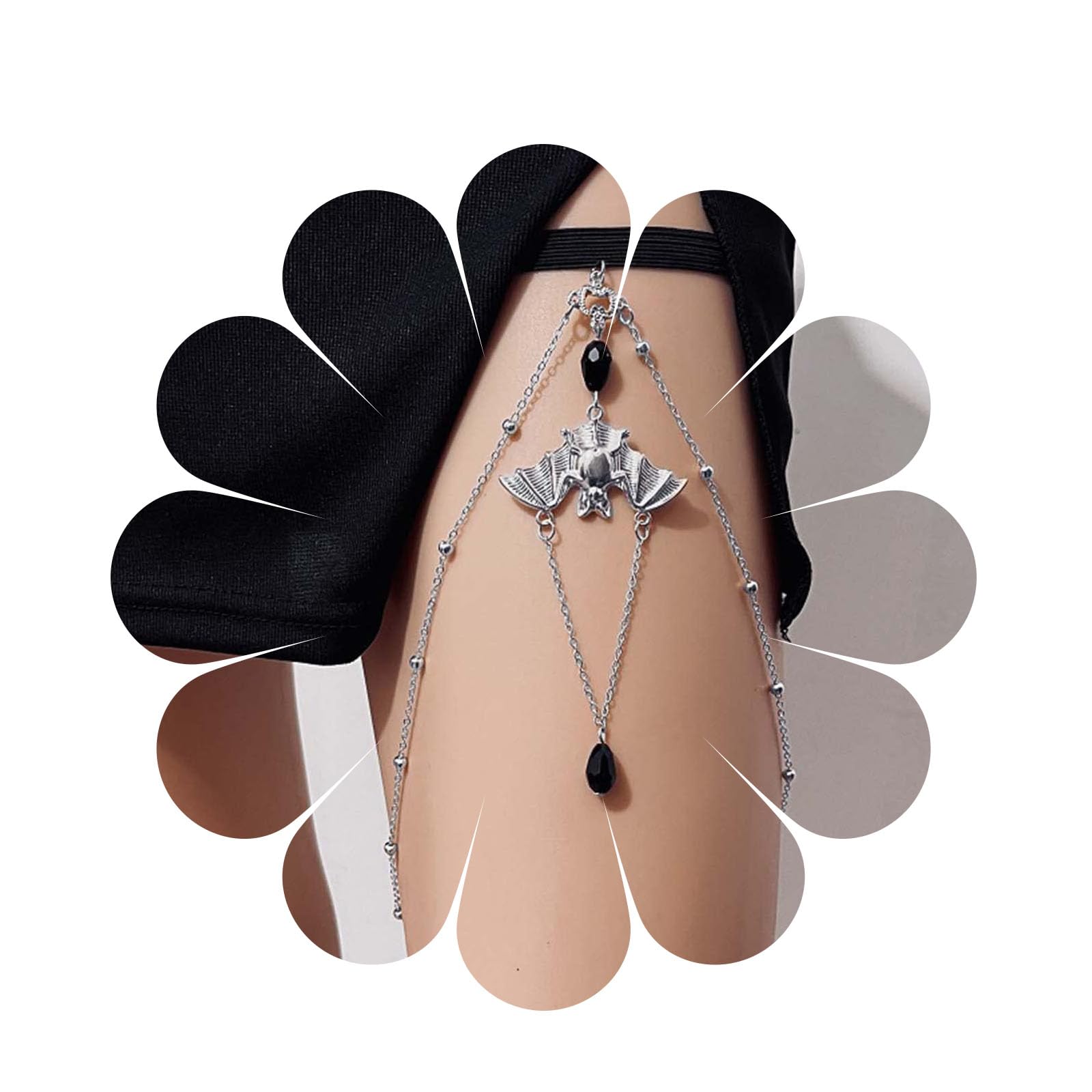 Punk Layered Bat Leg Chain Gold Bat Thigh Chain Vintage Thigh Leg Chain Rave Bikini Thigh Body Jewellery for Women and Girls Halloween Gifts (Gold)