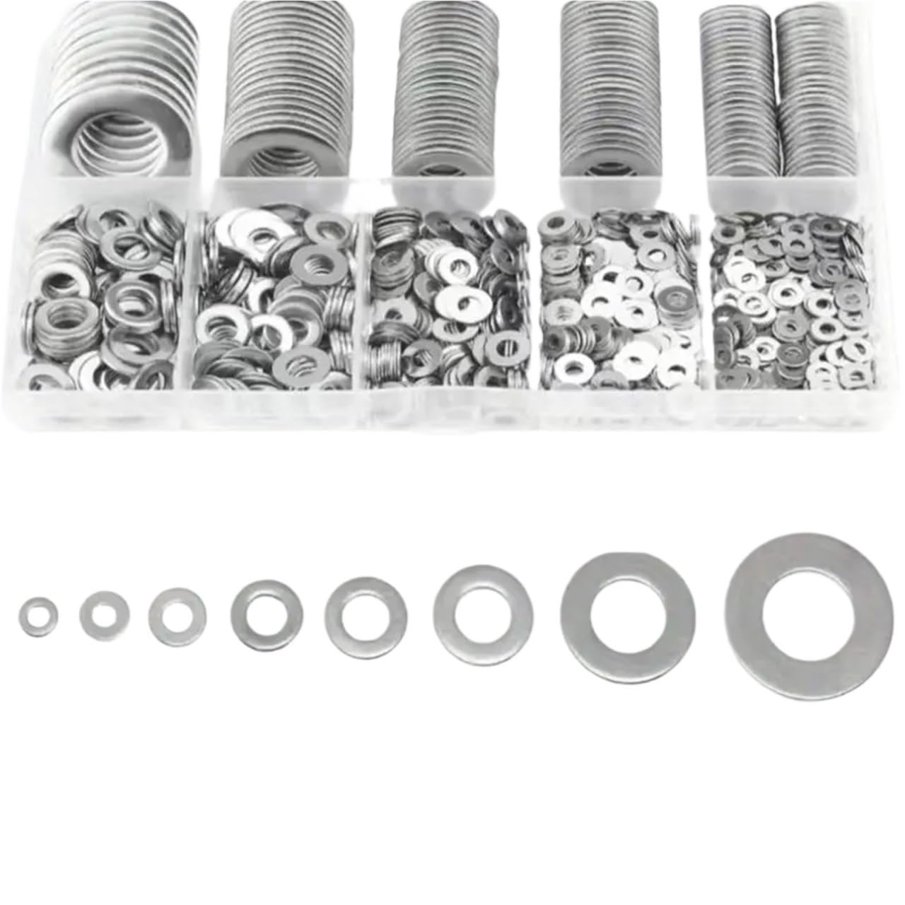 580/684/900/1080 Uds. Juegos De Arandelas Planas Acero Inoxidable M2-M16 Varios Tipos Metálicas para Tornillos(684Pcs with box)