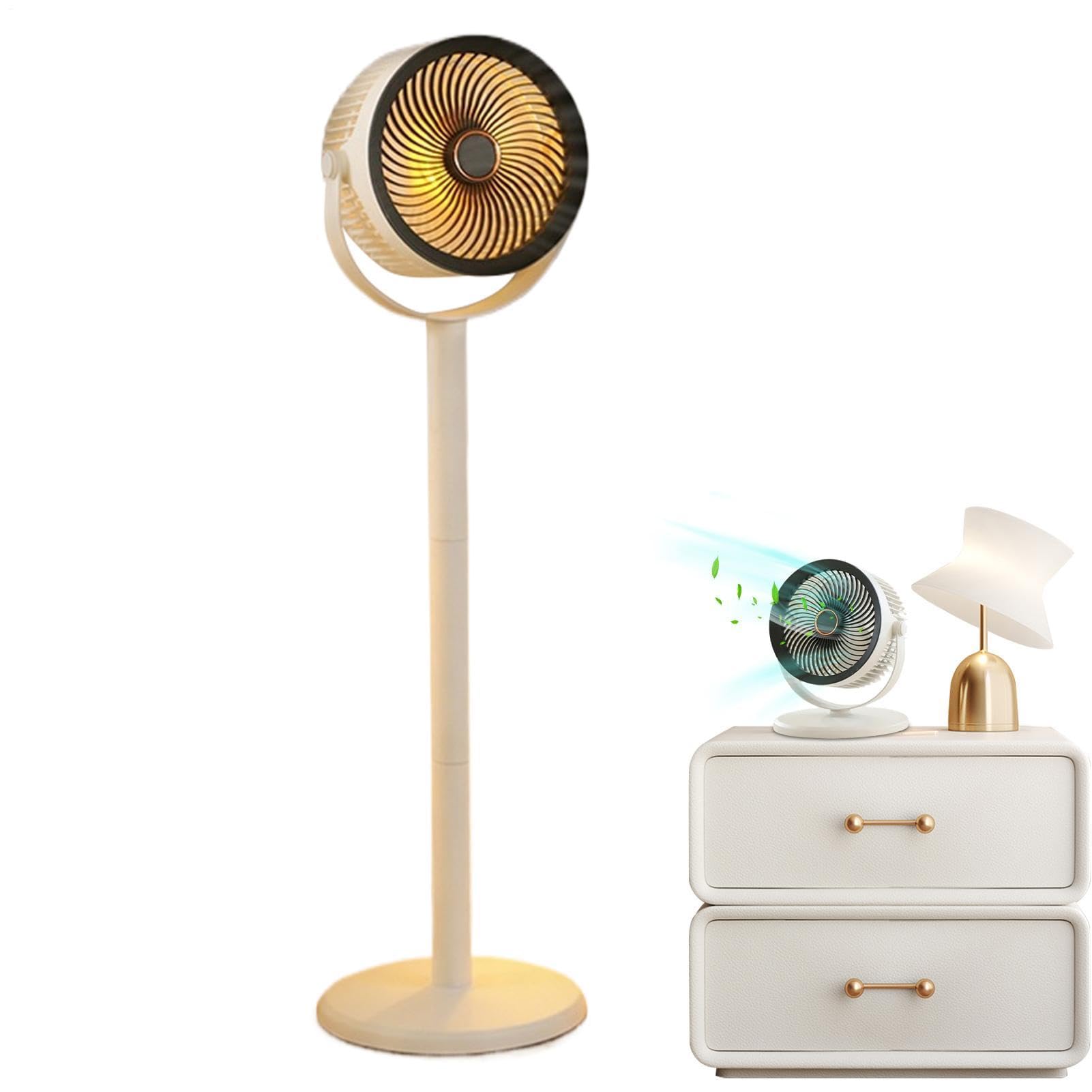 Ventilatore da pavimento portatile, 5 velocità, regolabile, silenzioso, pieghevole, anti-ribaltamento | Ventilatore a piedistallo da ufficio con luce a LED per viaggi estivi da comodino casa ufficio donne