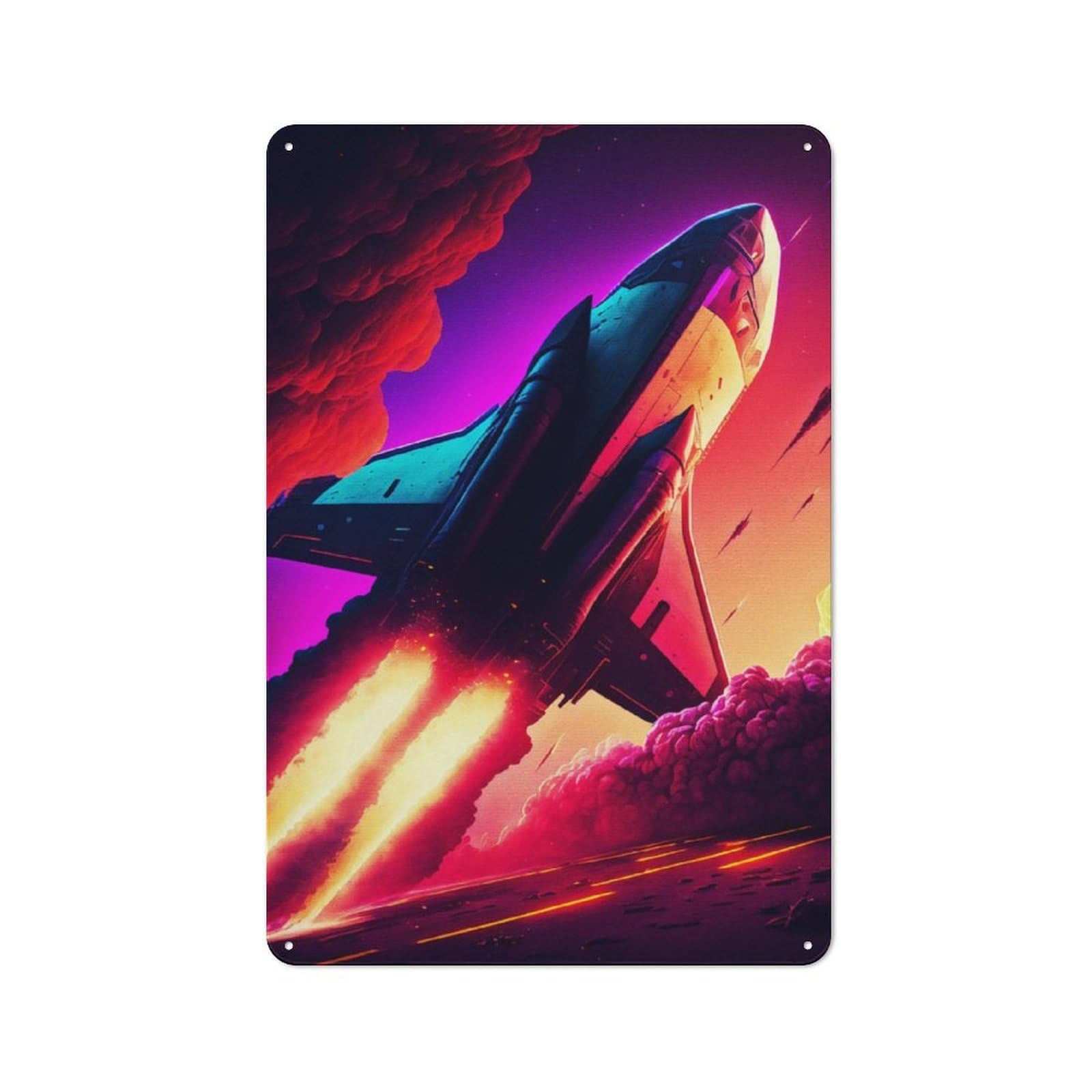 Junmoney Spaceship Travel Retro Tin Sign 30X20cm For Man Cave Or Games Room, For Collectors Decorating Games Rooms And Man Caves
