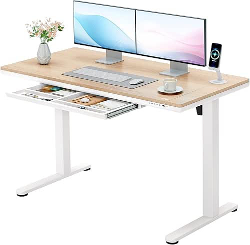 Furmax Electric Standing Desk with Drawers, Adjustable Height Sit Stand