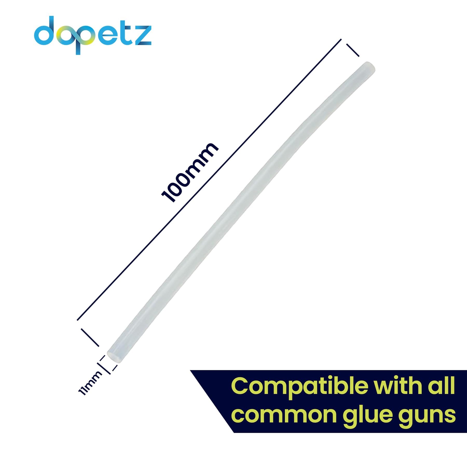 Dapetz ® 500 x klej termotopliwy, 11 mm x 100 mm, klej do pistoletu samoprzylepnego, ogólnego przeznaczenia, nadaje się do klejenia drewna, tkaniny, większości tworzyw sztucznych, ceramiki i lekkiego metalu