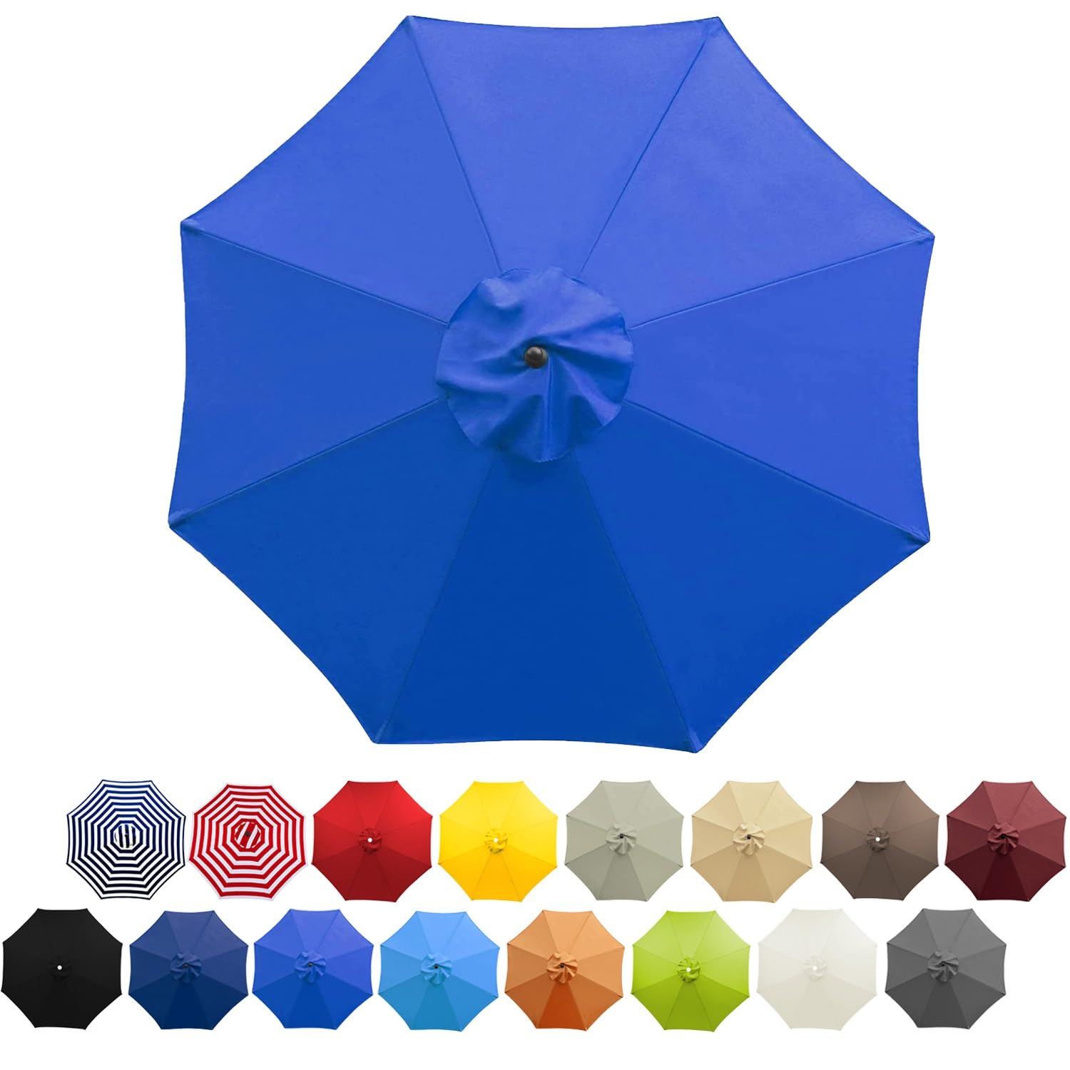 UYTOIZ 9ft/9.8ft Patio Parasol Canopy,Fade Resistant Beach Umbrella Replacement Cloth 8 Arms,Standard&Cantilever Polyester Fabric Replacement Umbrella Cover For Garden UV50+(Blue,3.0m/9.8ft)