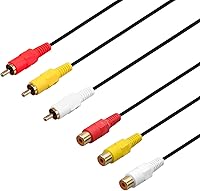 Vista 7 de Cable extensible RCA- 3 cables RCA Premium Gold Plated machos a 3 Rca hembra, cables de extensión para audio y vídeo, 3 RCA macho a hembra, cable