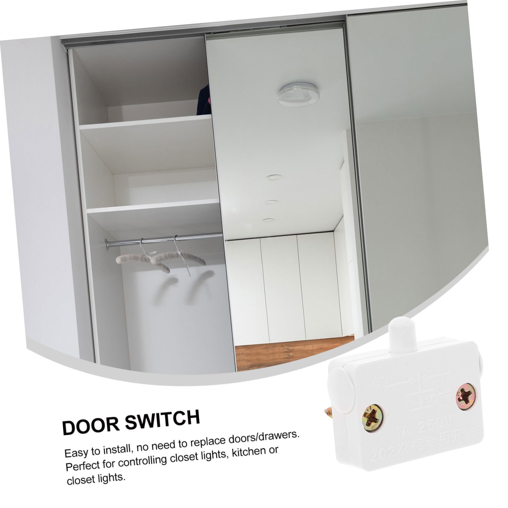 jojofuny 2Pcs Cabinet Door Switch Automatic Sensor Light Switch for Wardrobe and Cupboard Push Button Gate for Closet Door Lighting Easy Installation for Home and Office Use - Image 4