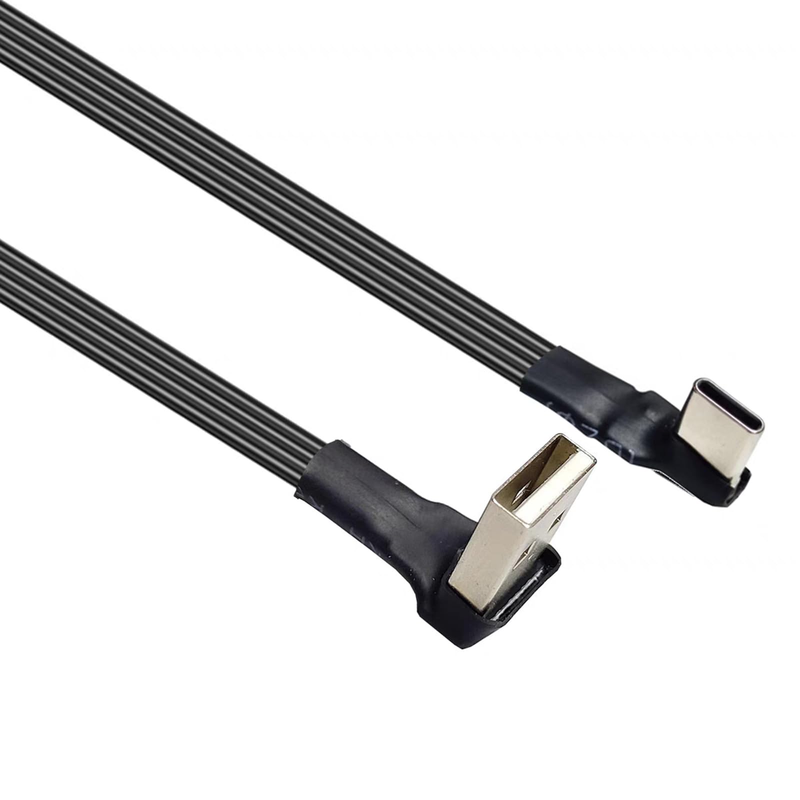Xjdzineq 50cm to 300cm Angled Connection Flat Silicone Type C Charges Cable 10W Fast Charging 480Mbps Data Transfer for Gaming Metal Connection USB C Charging Line