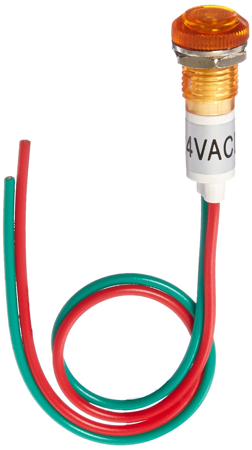 Yuco YC-9WRT-23A-24-10 Amber LED 9mm Miniature Indicator Pilot Light 24V AC/DC