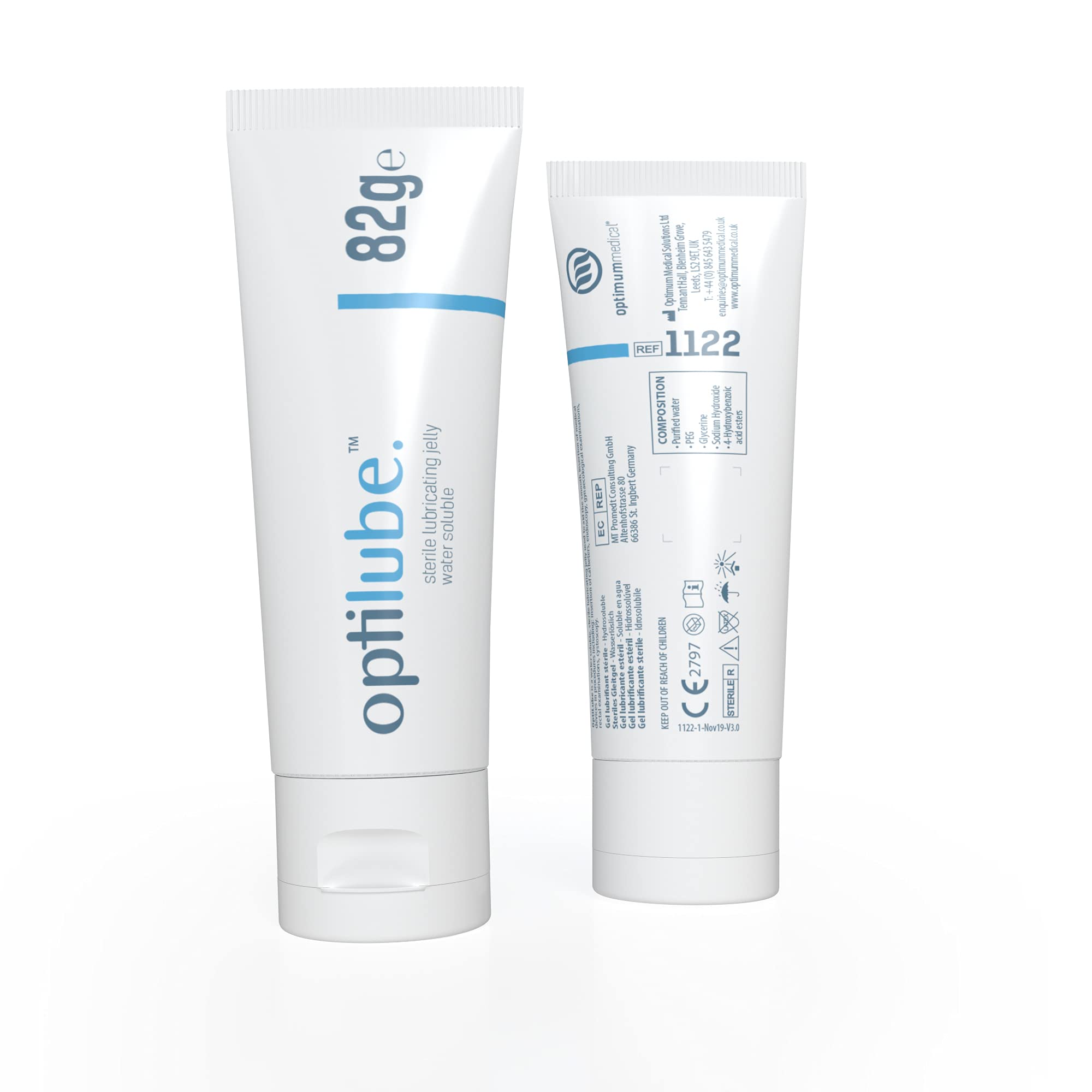 OptiLube Tubes (82g x12) - Sterile Lubricating Jelly for Insertion of Medical Devices in 5g, 42g, 82g, and 113g Tubes, Water Soluble Lubricant with Easy-to-Use Flip Cap (82g x12)