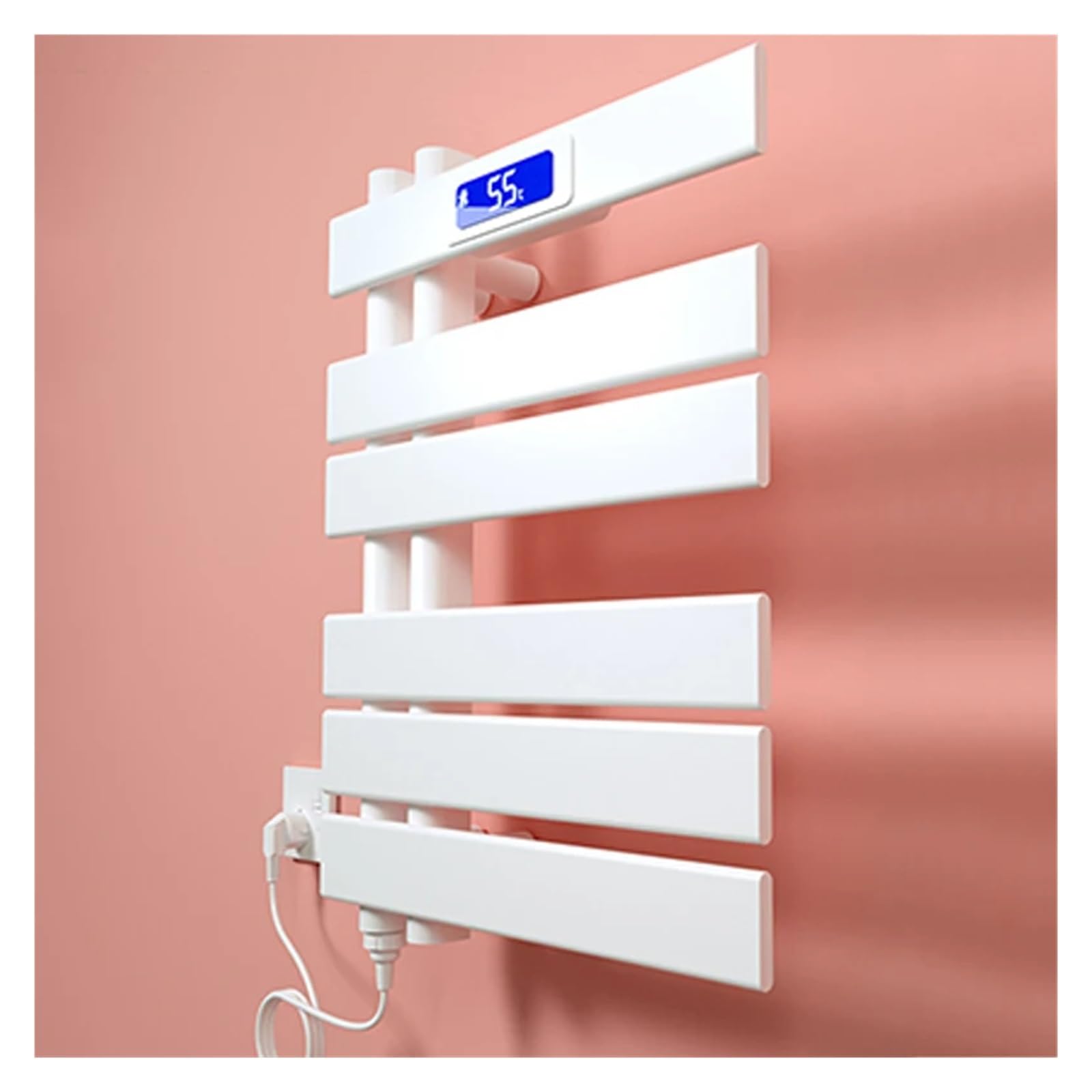 Wyposażenie Łazienki Elektryczny Wieszak Na Ręczniki Kontrola Temperatury I Czasu Inteligentny Domowy Podgrzewany Podgrzewacz Ręczników Cyfrowy Wyświetlacz Wysoka Moc Cieplna(Black-Right-58CM-B)