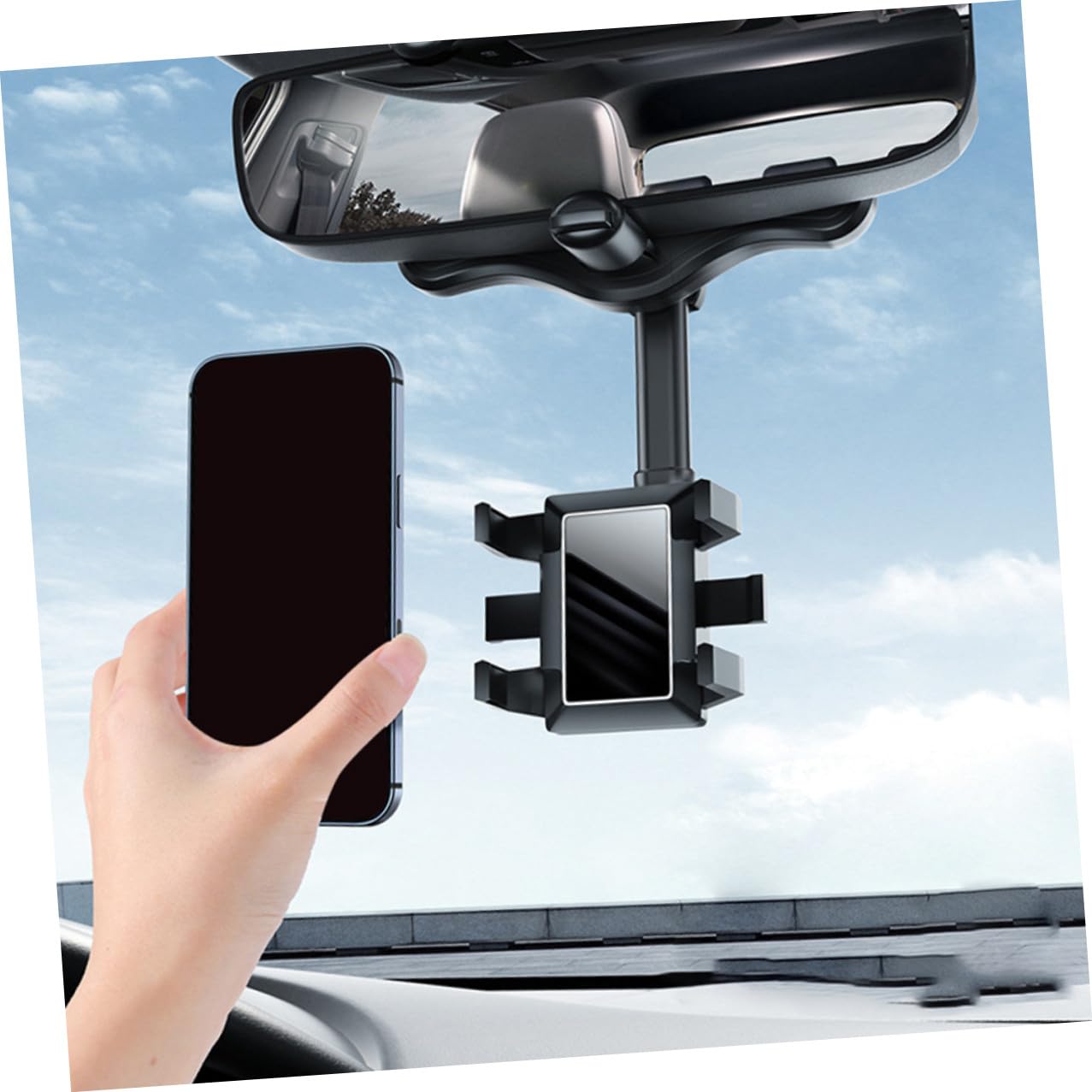 PRETYZOOM Soporte Teléfono Móvil Coche para Salpicadero Clip Giratorio para GPS y Llamadas Compatible Mayoría de Móviles Negro
