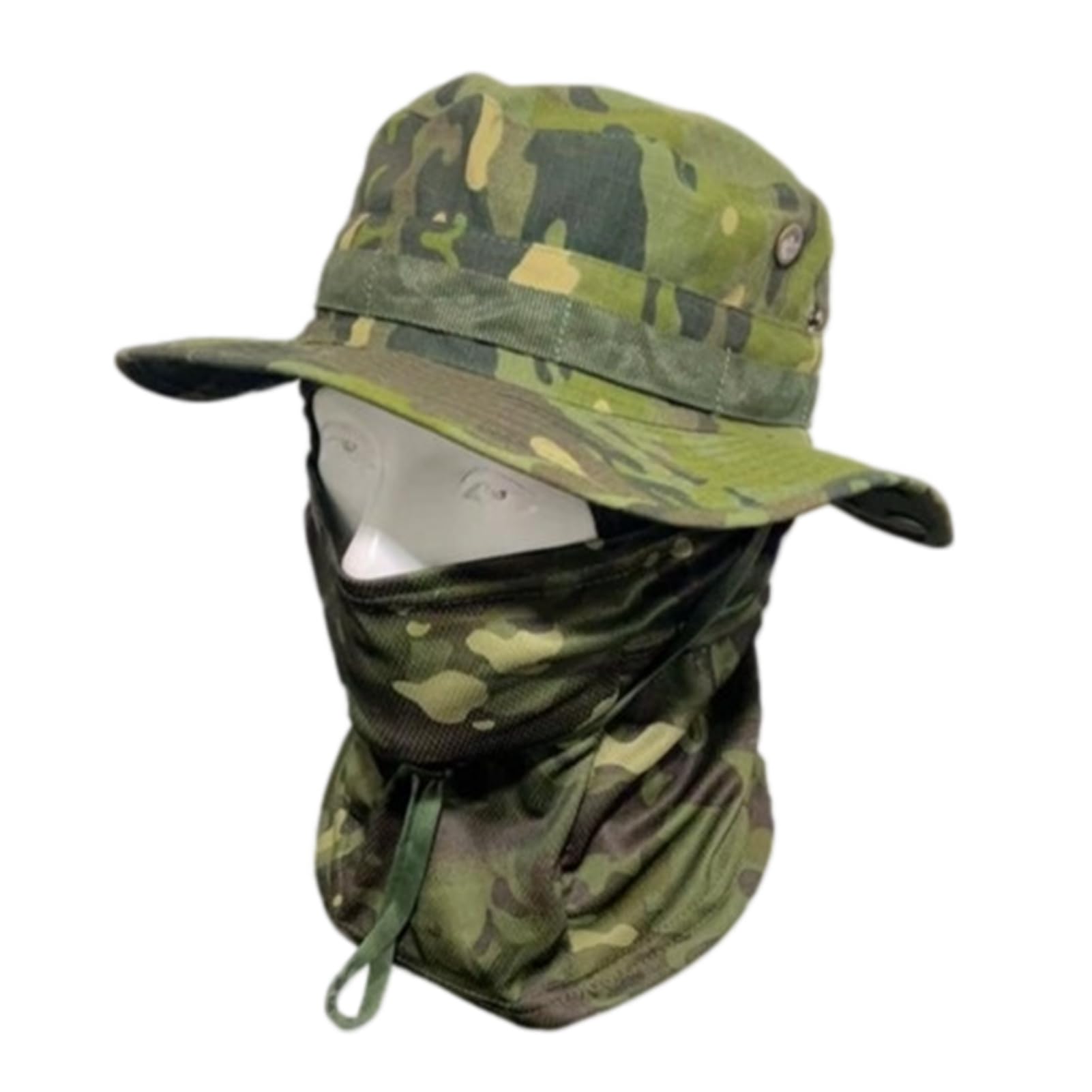 matumou Camouflage Hat with Balaclava Face Mask, UV Men Wide Brim Hat, Breathable Bucket Hat for Outdoor Fishing Hiking Cycling
