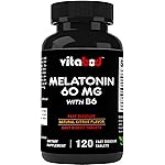 Vitabod Melatonin 60 mg with Vitamin B6 - 120 Fast Dissolve Tablets Extra-Strength Sleep Support - Drug-Free - Natural Citrus Flavor - Vegetarian, Non-GMO, Gluten-Free