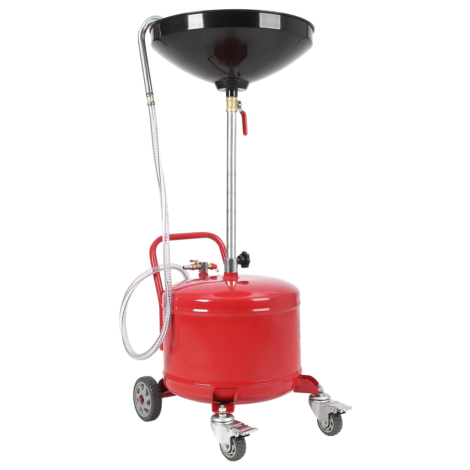 Serbatoio Scarico Olio esausto Portatile – 30L, Ruote robuste, Imbuto Regolabile, Funzionamento Pneumatico, indicatore Livello – per officine Auto e Garage – capacità: 30 L
