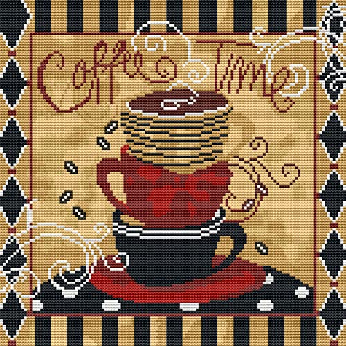 YEESAM ART Cross Stitch Kits Stamped for Adults Beginner Kids Coffee Cup Or Coffee Time 11CT 36×46cm DIY Embroidery Needlework Kit(Black&White) - Image 2