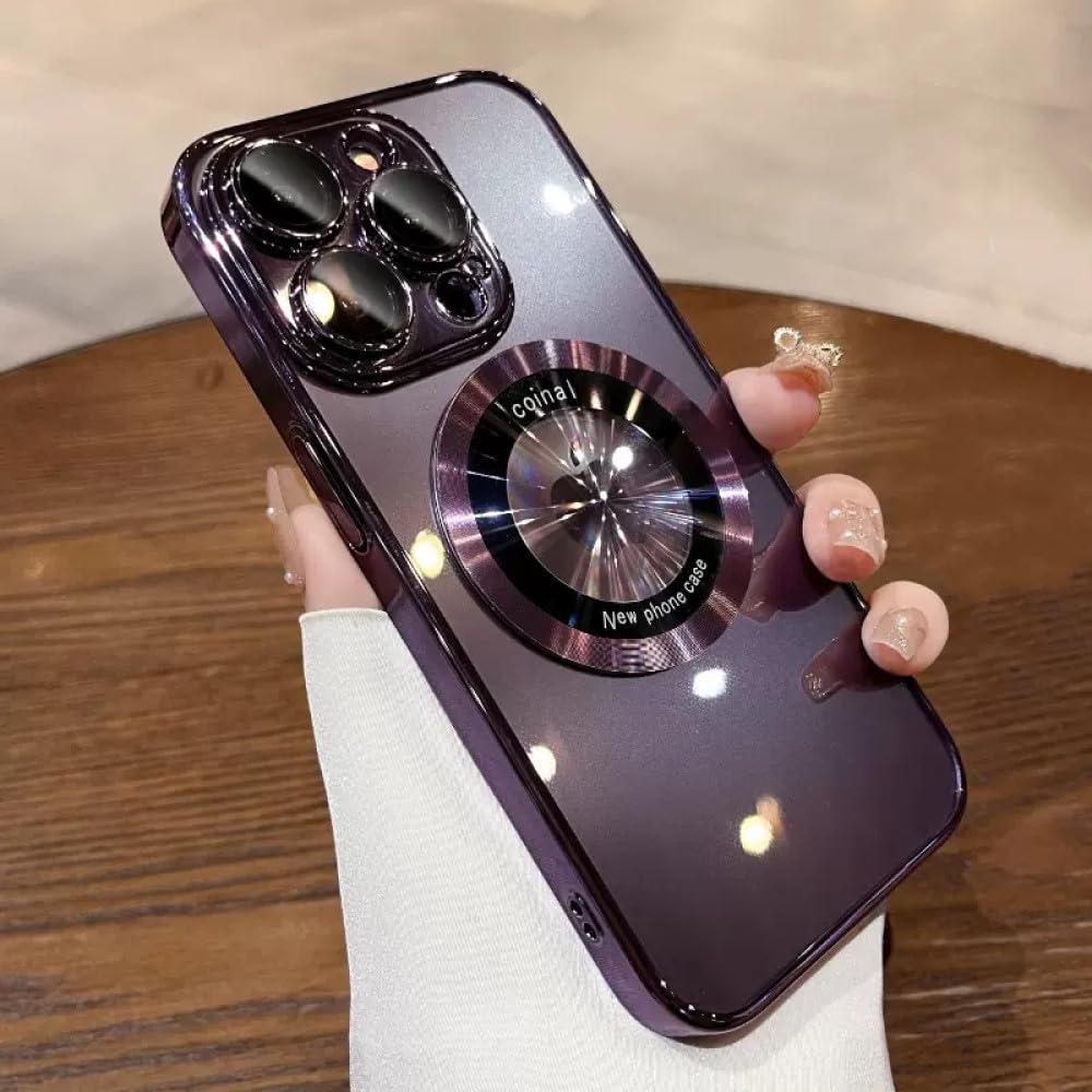Coque iPhone 15 Pro Max transparente violette anti-choc et aimantee - 7